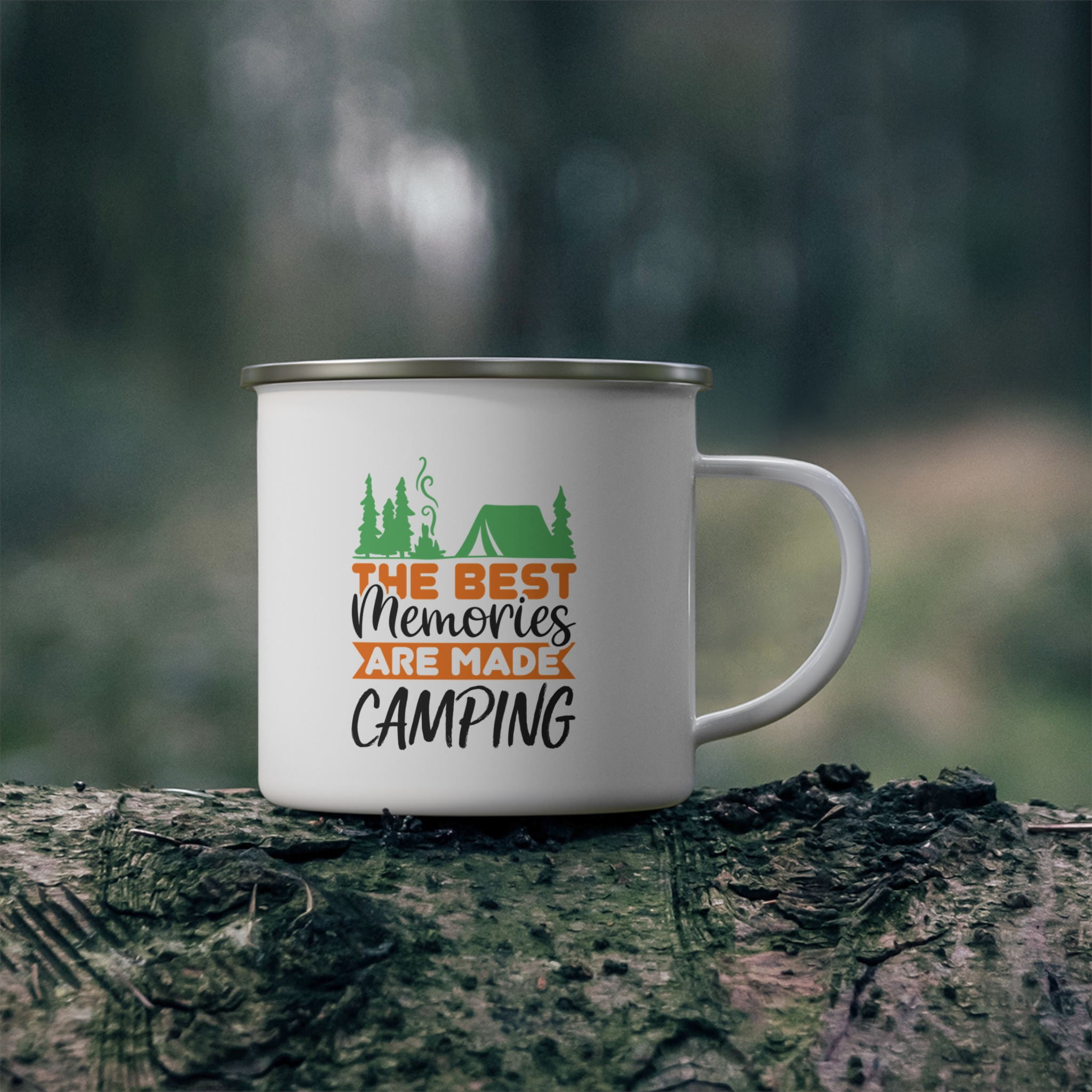 Enamel Camping Mug — “The Best Memories Are Made Camping” Outdoor Coffee Cup - Image 4