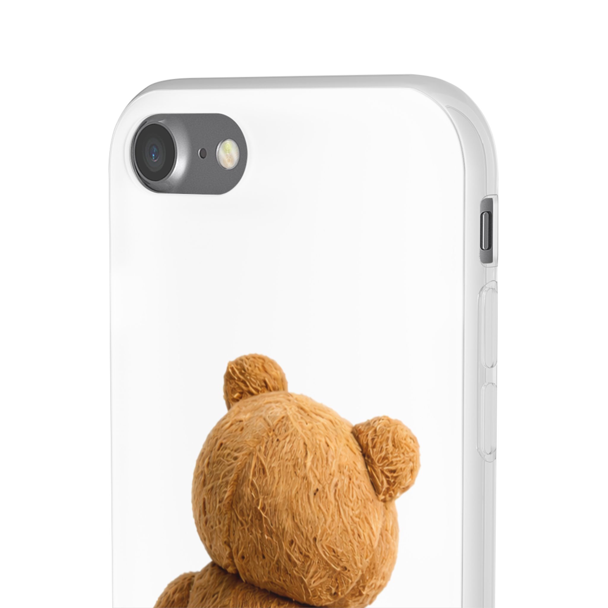 Cute Teddy Bear Phone Case — Clear Flexi Case with Backview Plush Design - Image 11