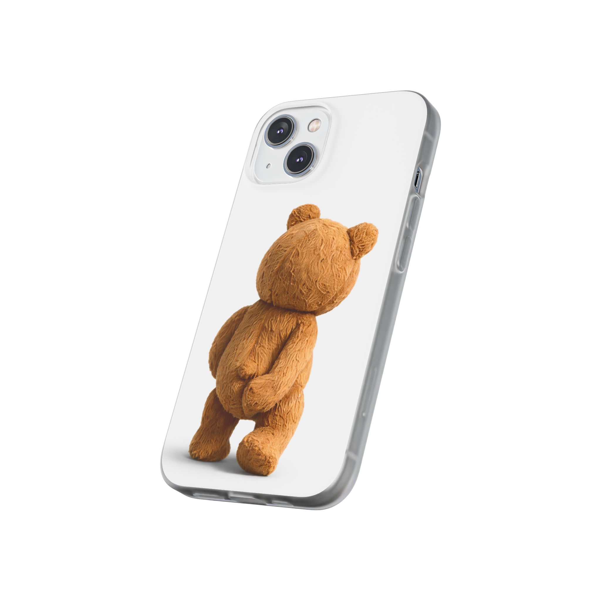 Cute Teddy Bear Phone Case — Clear Flexi Case with Backview Plush Design - Image 137