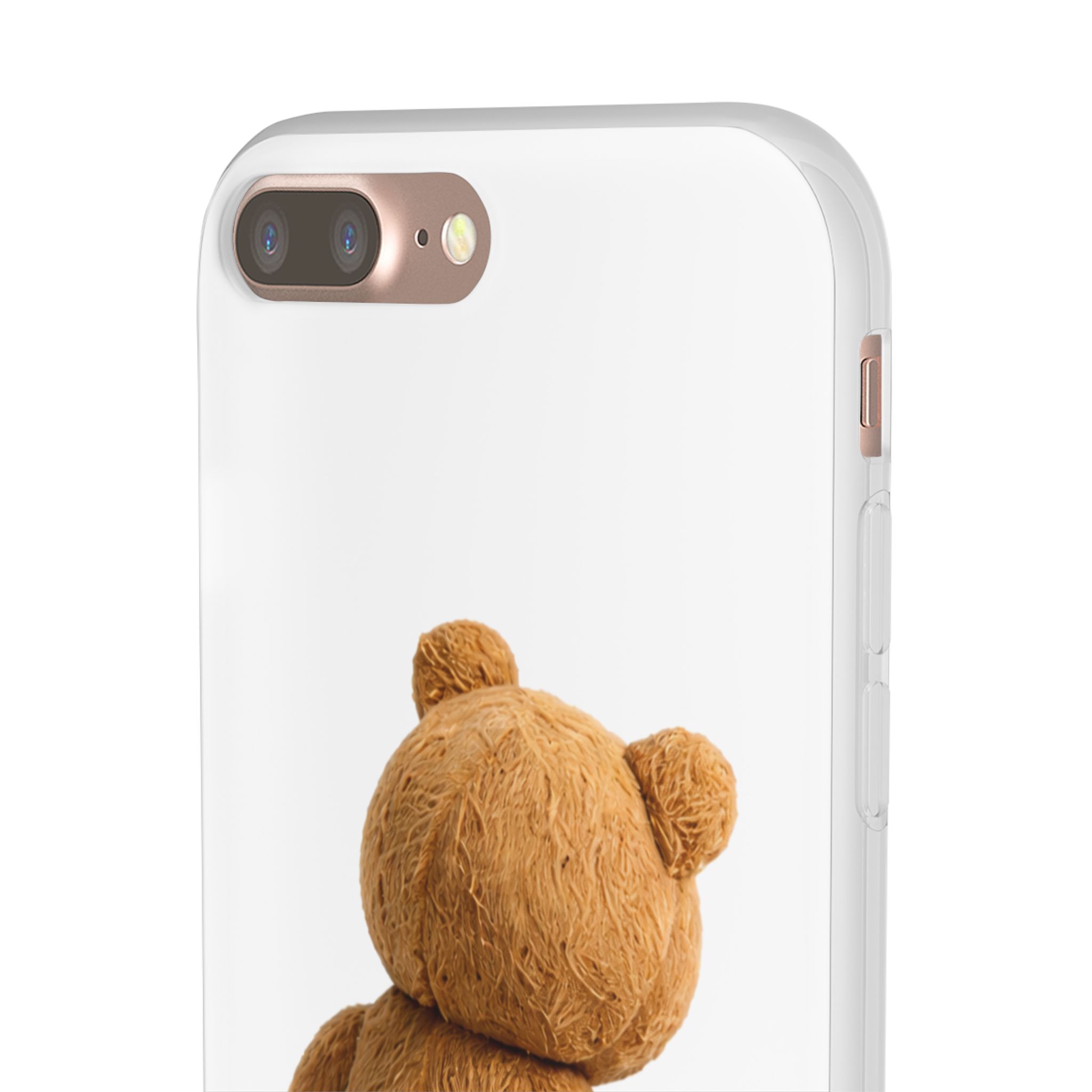 Cute Teddy Bear Phone Case — Clear Flexi Case with Backview Plush Design - Image 103