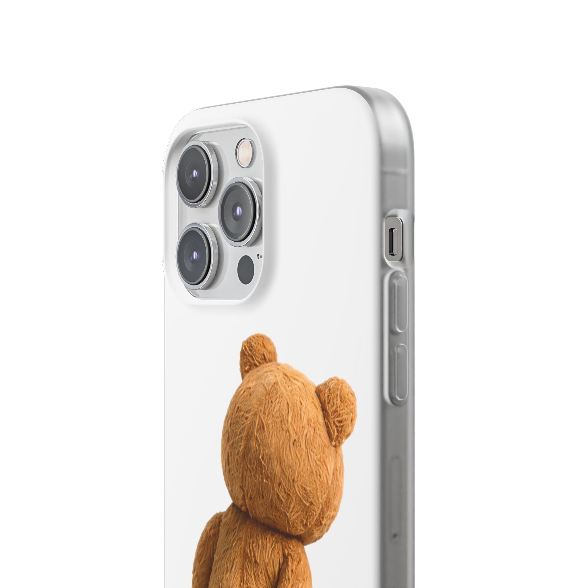 Cute Teddy Bear Phone Case — Clear Flexi Case with Backview Plush Design - Image 163