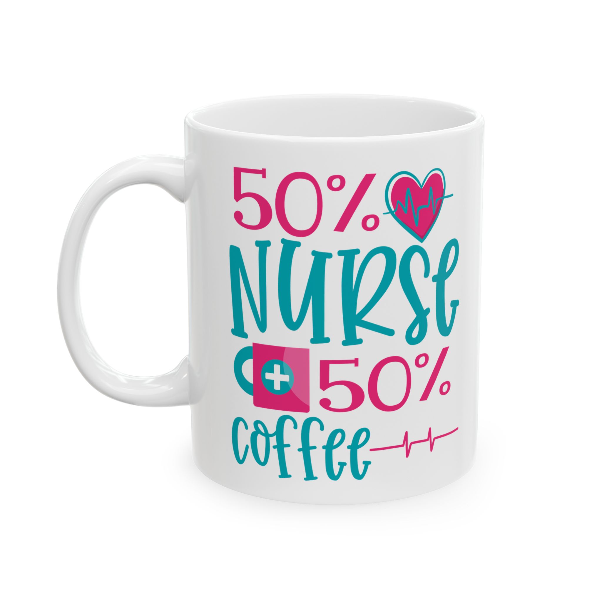 50% Nurse + 50% Cofee – Medical Coffee Mug – 11oz/15oz Ceramic Mug - Image 3