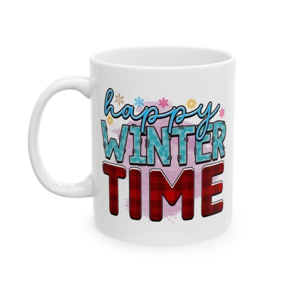 Happy Winter Time Plaid Winter Mug – Cozy Winter Coffee Mug – 11oz/15oz Ceramic Mug