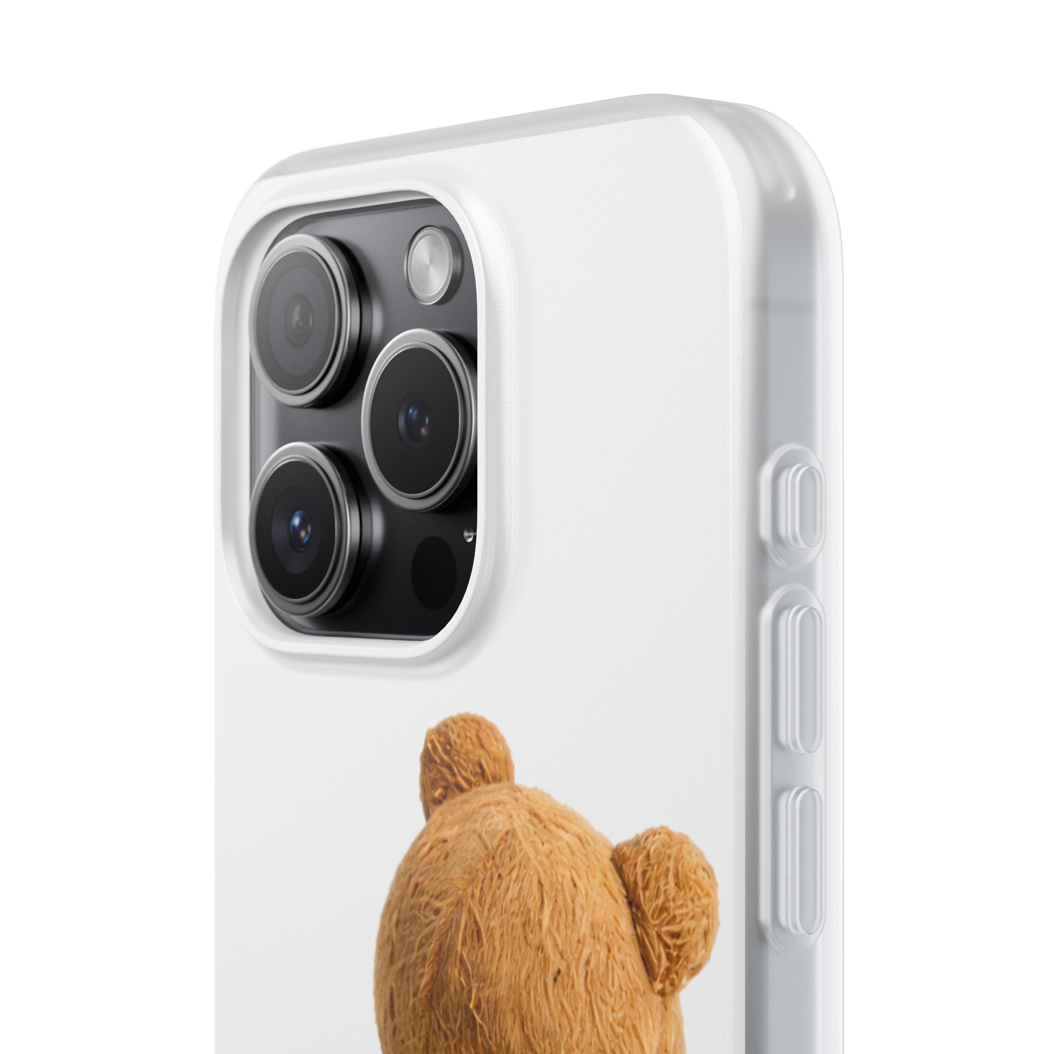Cute Teddy Bear Phone Case — Clear Flexi Case with Backview Plush Design - Image 189