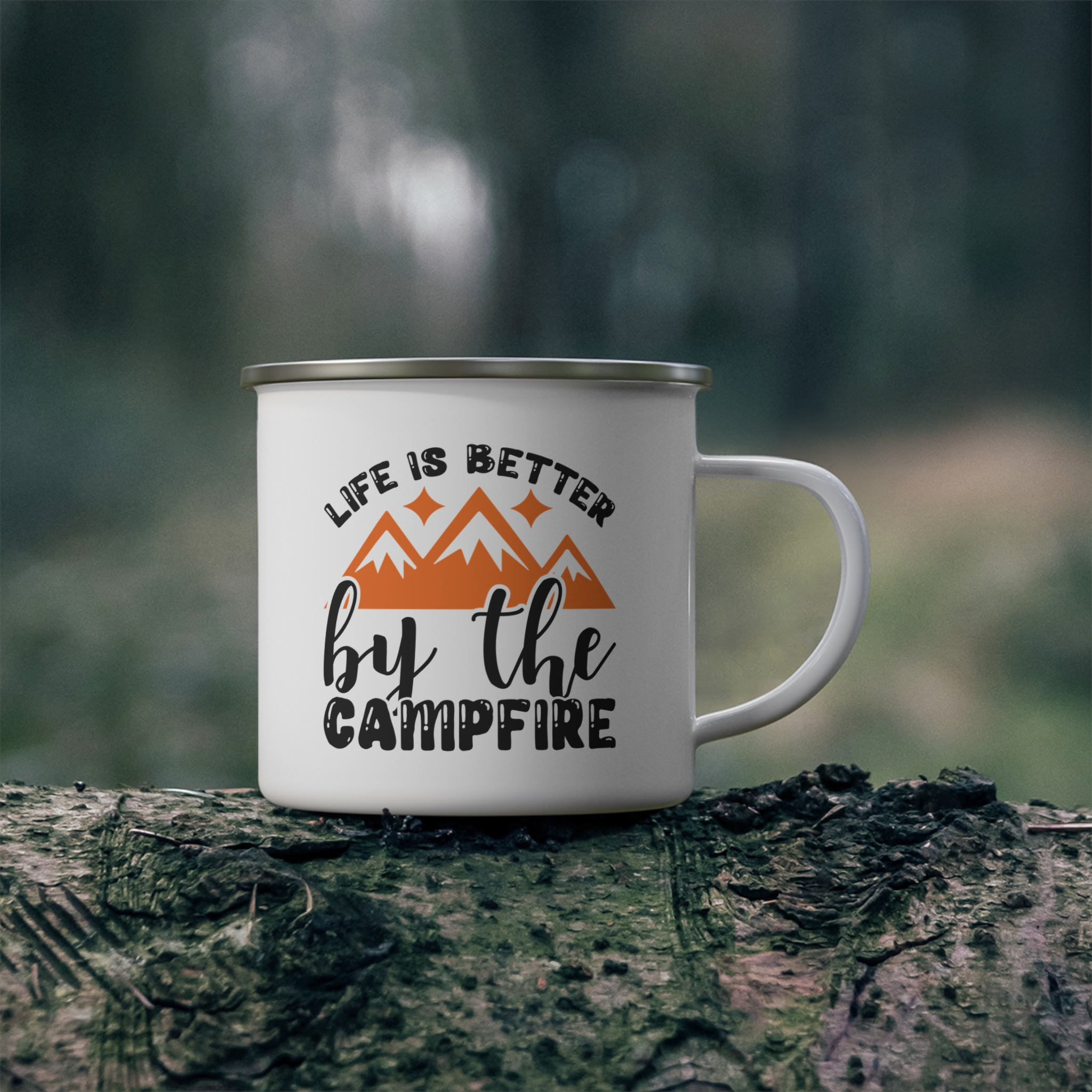 Enamel Camping Mug — "Life Is Better by the Campfire" Outdoor Coffee Cup - Image 4