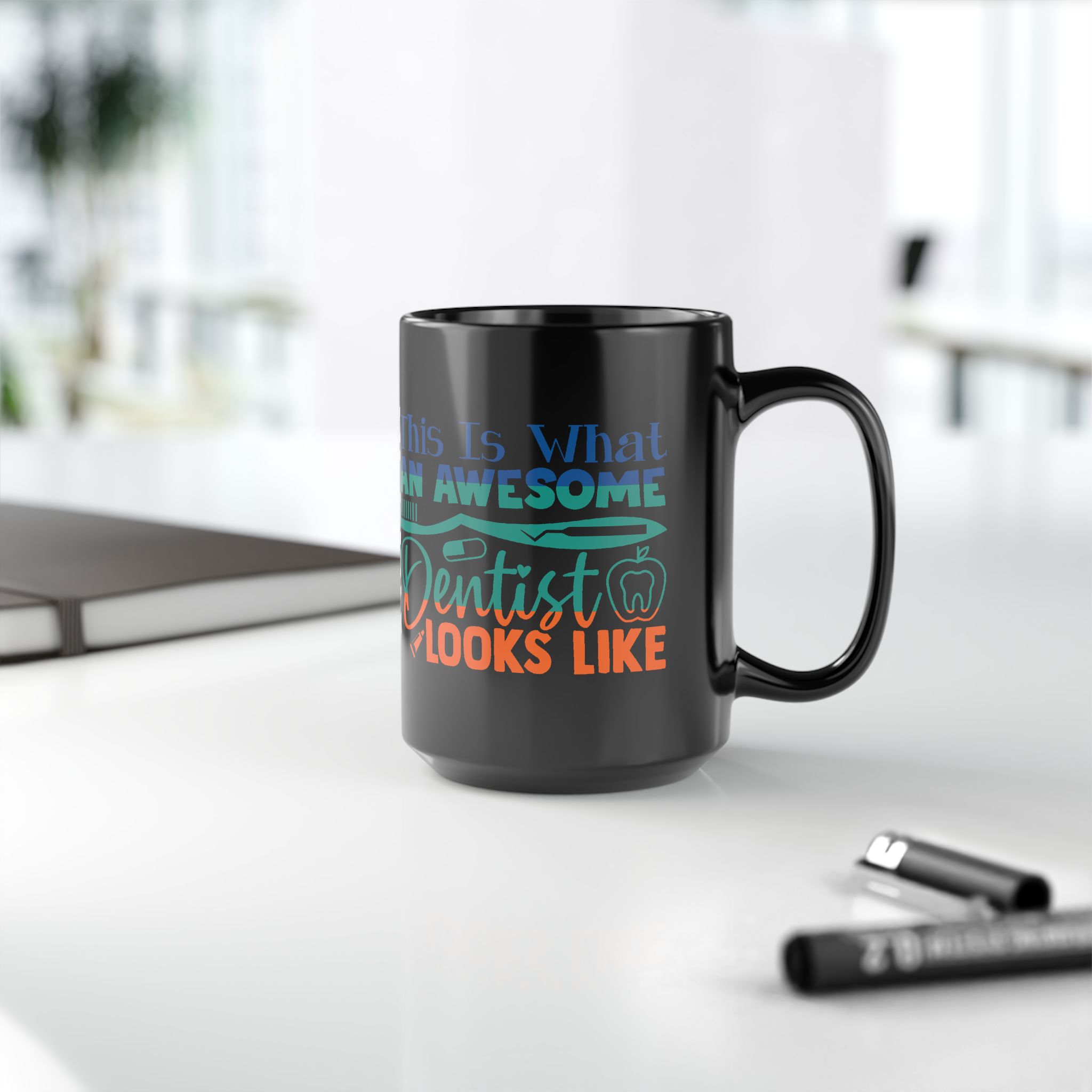 Dentist Mug — "This Is What an Awesome Dentist Looks Like" Black Coffee Cup (11oz/15oz) - Image 10
