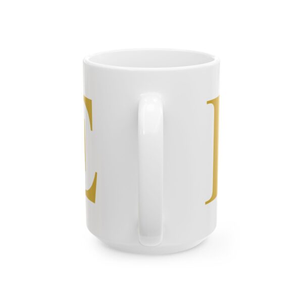 Gold Letter E Monogram Mug – Gold Initial Alphabet Coffee Mug – 11oz/15oz Ceramic Mug