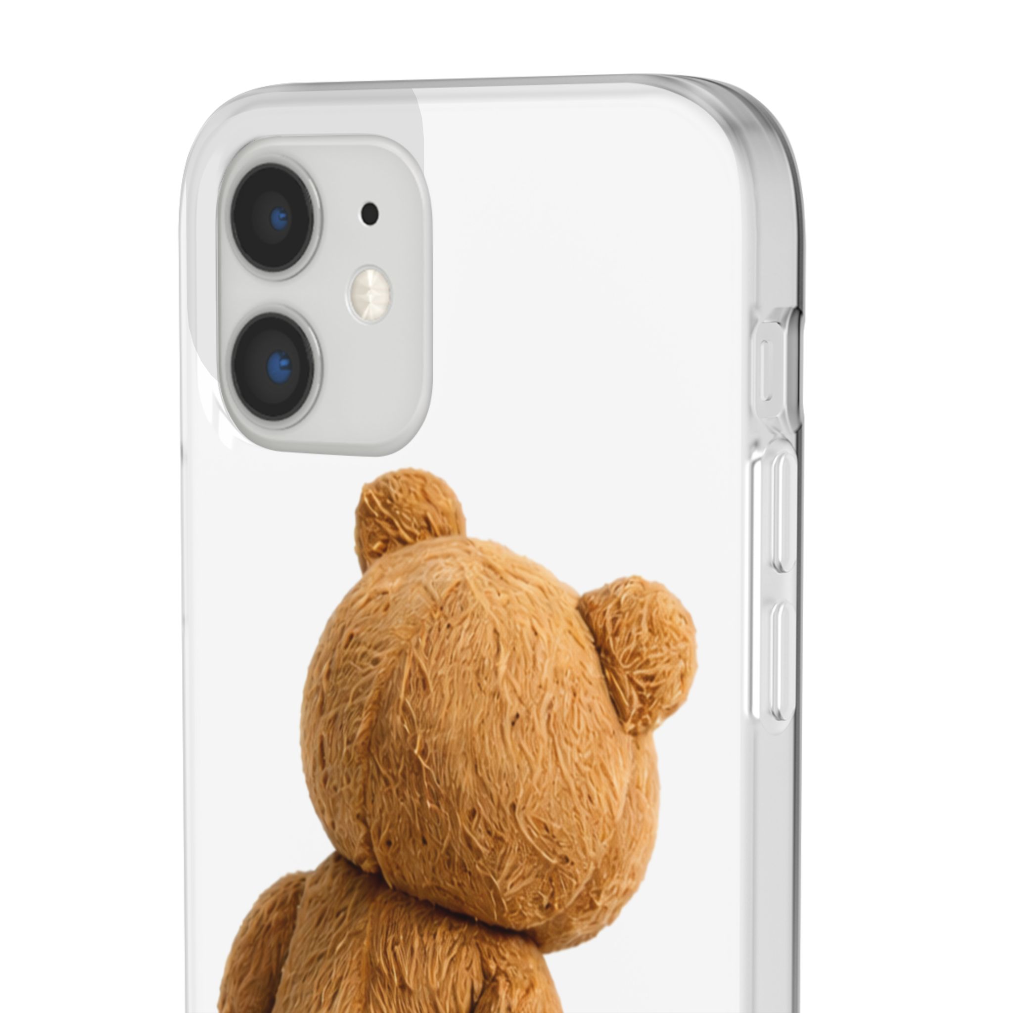 Cute Teddy Bear Phone Case — Clear Flexi Case with Backview Plush Design - Image 47