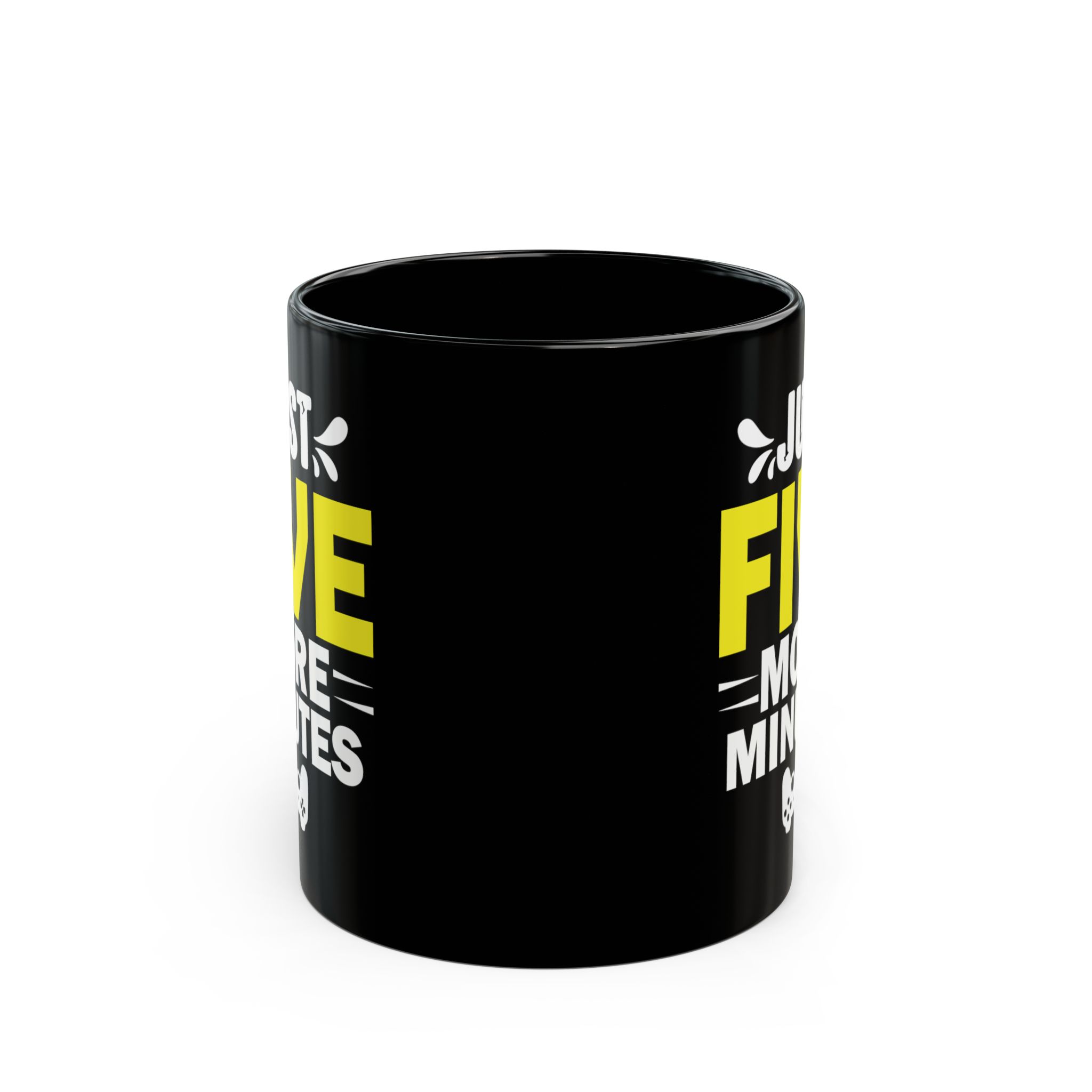 Just Five More Minutes Black Mug – Funny Gamer Coffee Mug – 11oz/15oz Ceramic Mug - Image 2