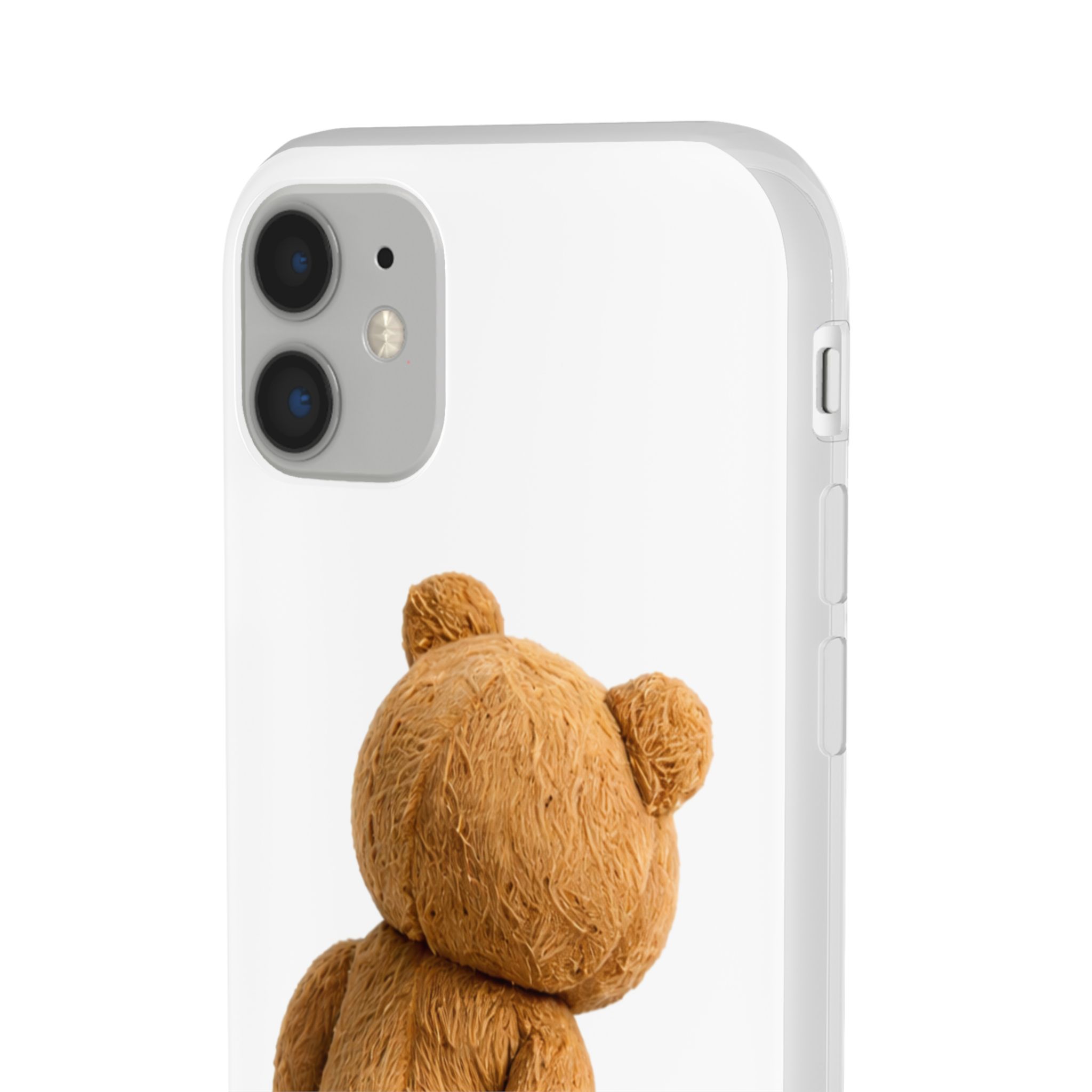 Cute Teddy Bear Phone Case — Clear Flexi Case with Backview Plush Design - Image 59