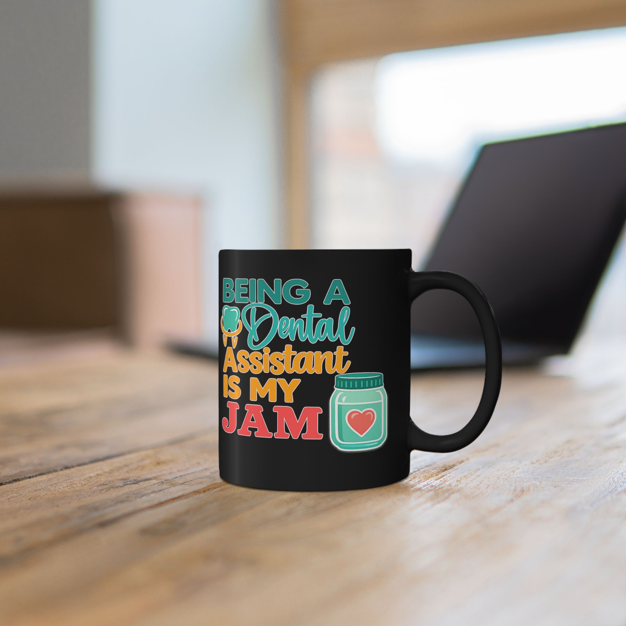 Dental Assistant Mug — "Being a Dental Assistant Is My Jam" Personalized Black Coffee Mug (11oz/15oz) - Image 5