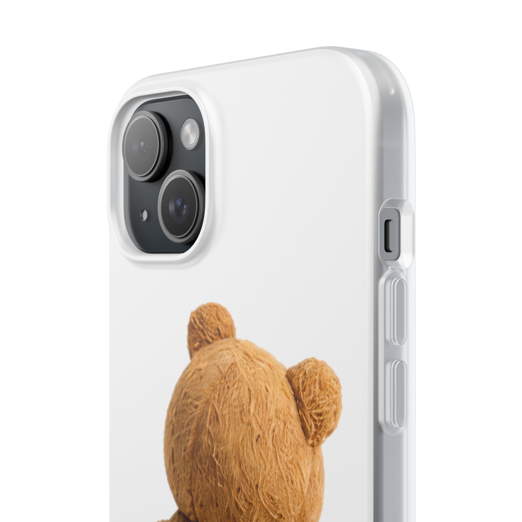 Cute Teddy Bear Phone Case — Clear Flexi Case with Backview Plush Design - Image 193