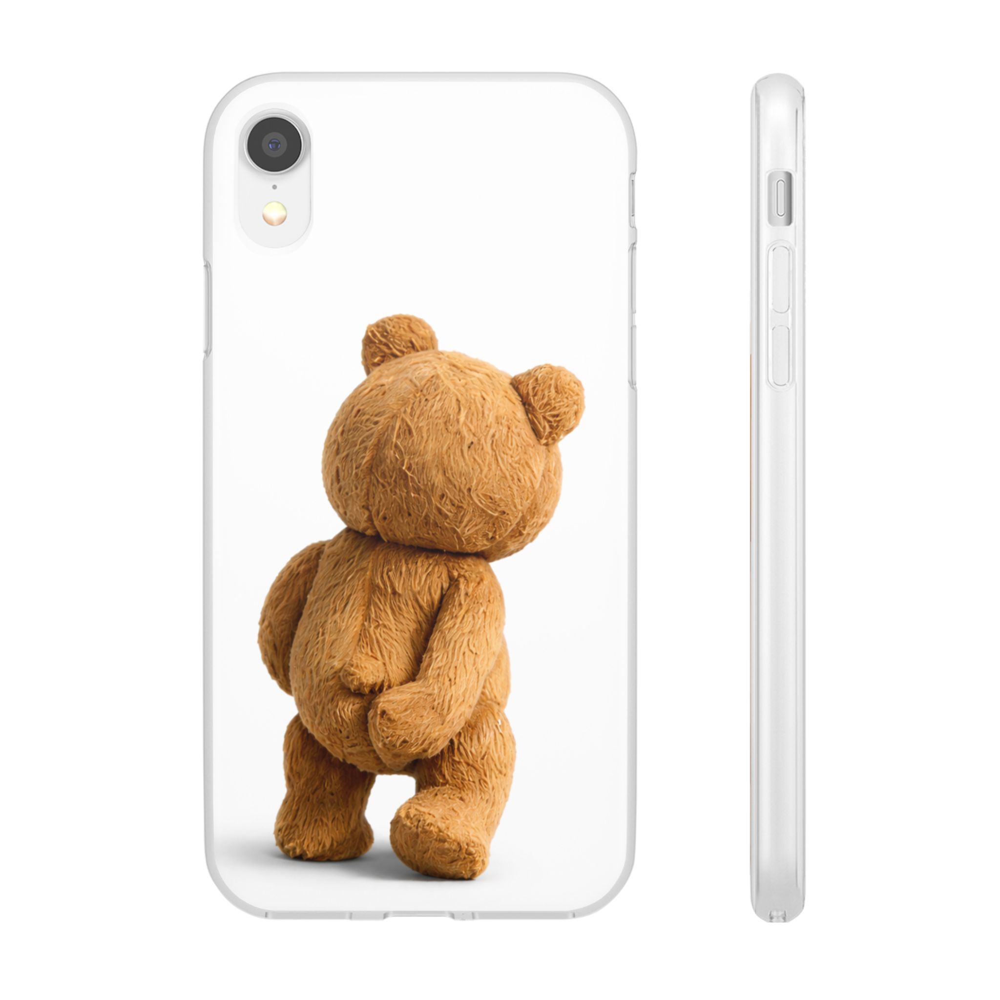 Cute Teddy Bear Phone Case — Clear Flexi Case with Backview Plush Design - Image 94