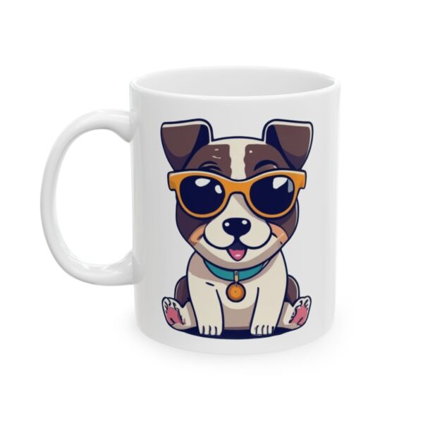 3676070680779612530_2048.jpeg Tiny Puppy with Sunglasses Dog Lover Mug – Cute Cartoon Puppy Coffee Mug – 11oz/15oz Ceramic Mug