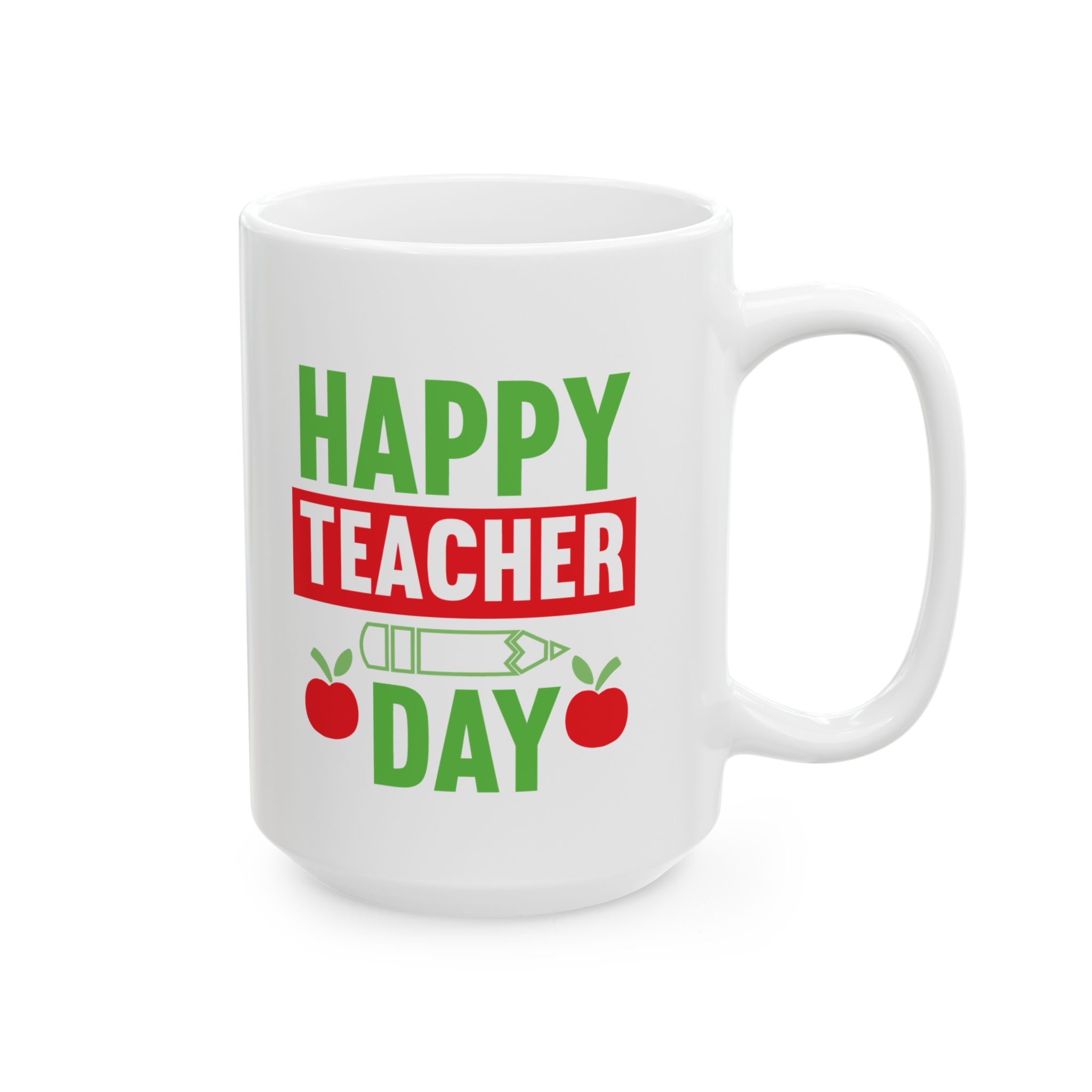 Teacher Appreciation Day "Happy Teacher Day" Ceramic Mug – Apple Design, 11oz & 15oz - Image 6