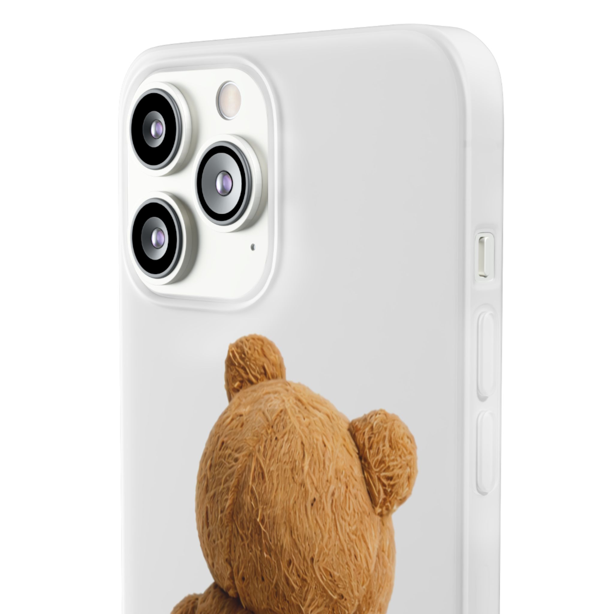 Cute Teddy Bear Phone Case — Clear Flexi Case with Backview Plush Design - Image 116