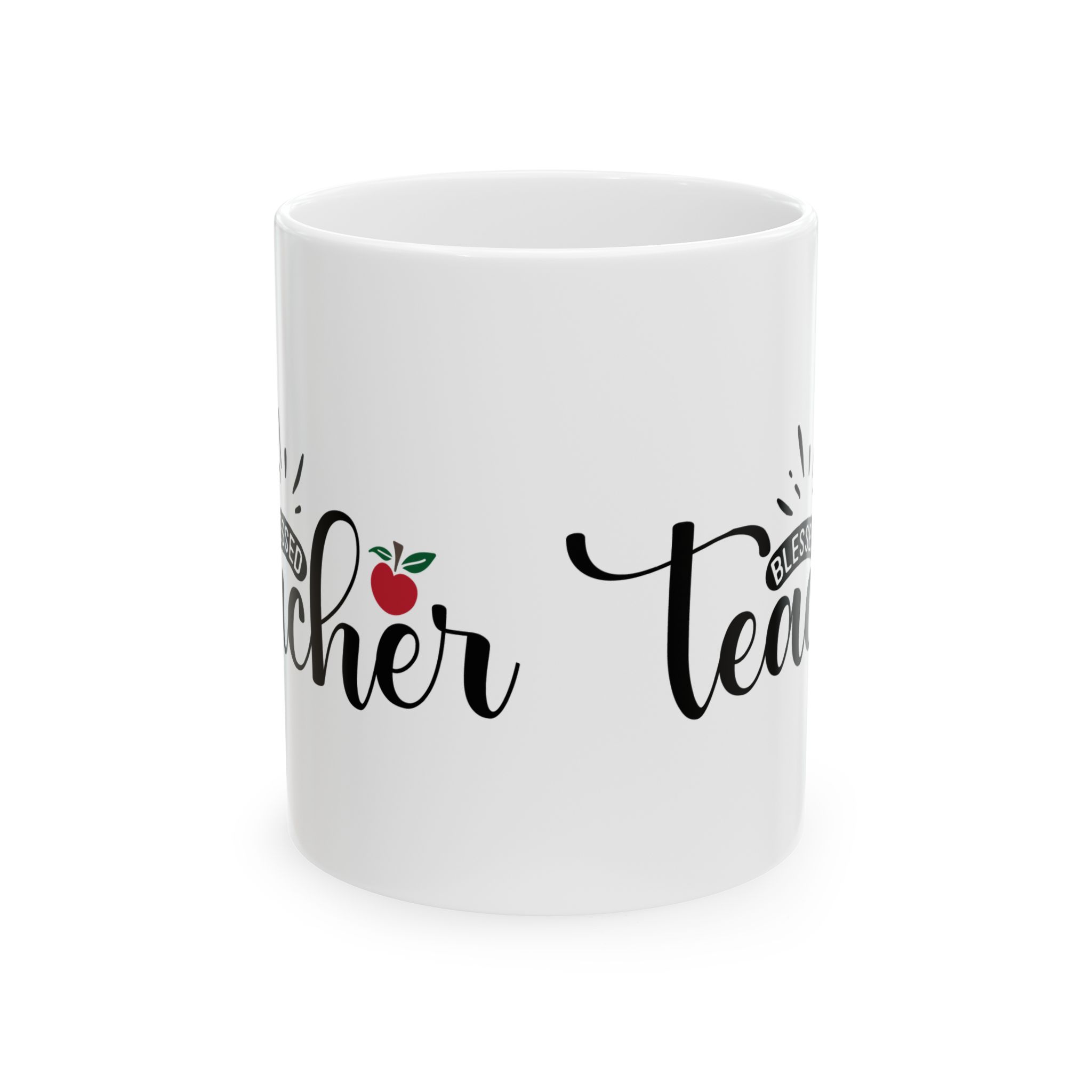 Teacher Appreciation Mug – 'Blessed Teacher' Script Design with Apple Accent (11oz & 15oz) - Image 2