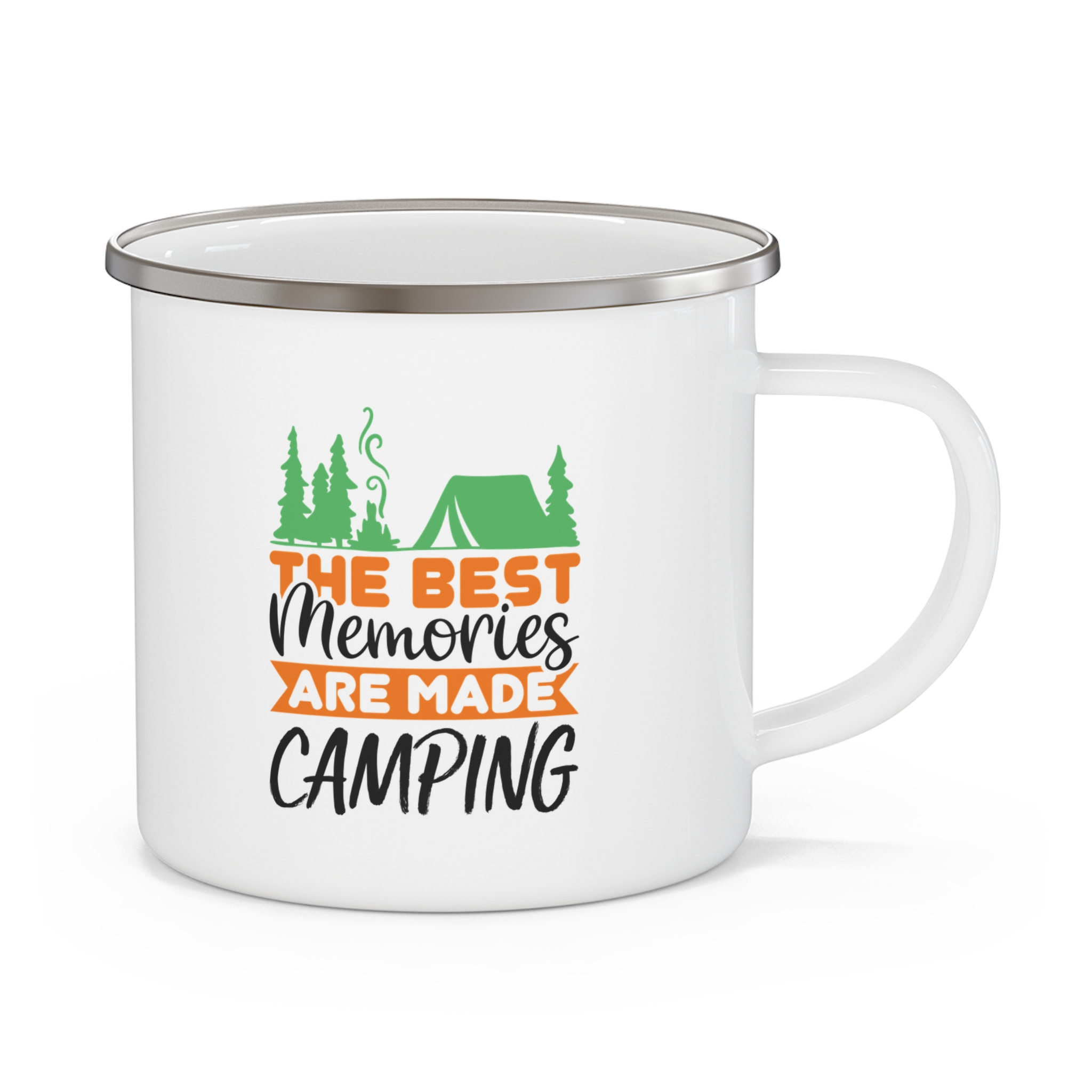 Enamel Camping Mug — “The Best Memories Are Made Camping” Outdoor Coffee Cup