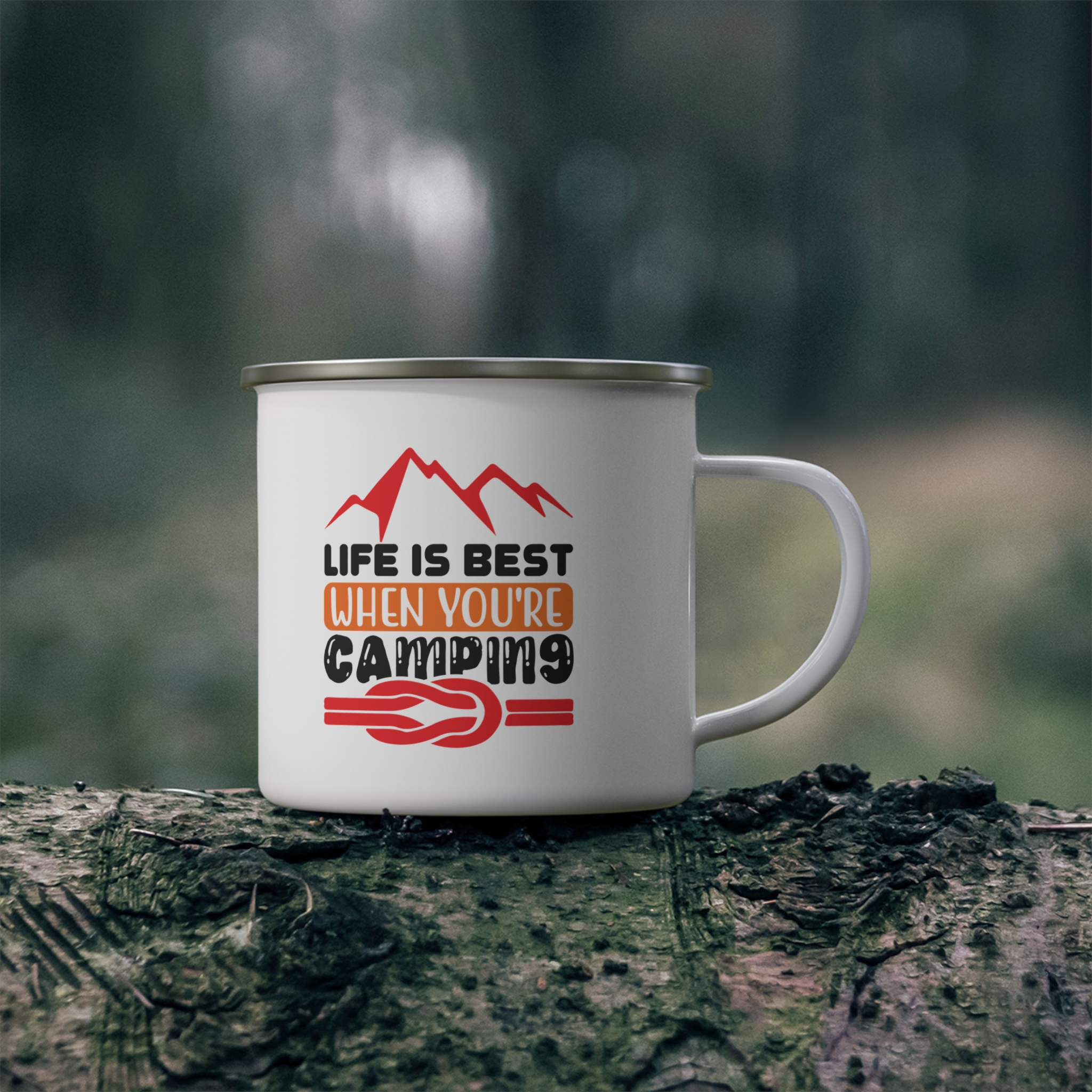 Enamel Camping Mug – "Life Is Best When You're Camping" Outdoor Coffee Cup - Image 4