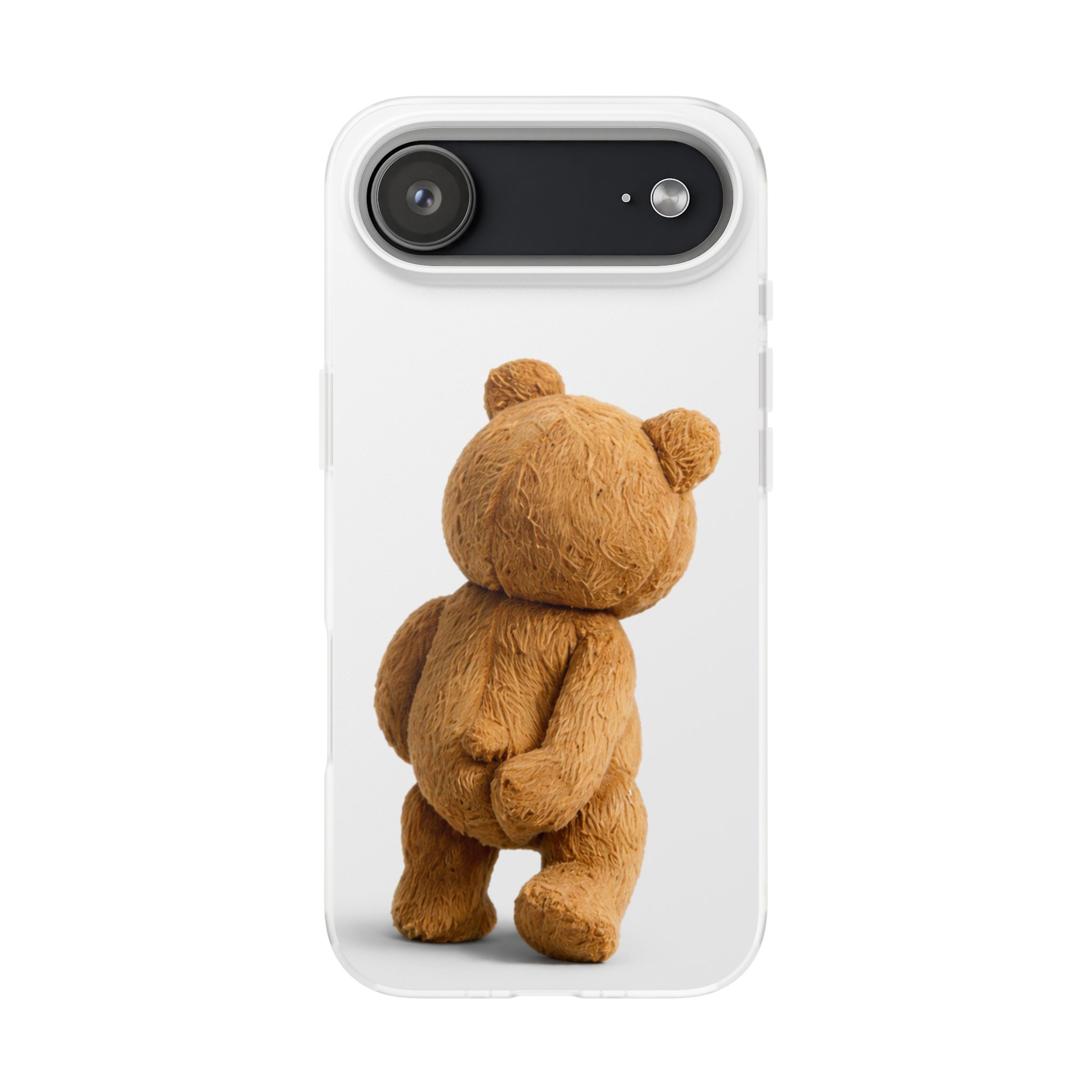 Cute Teddy Bear Phone Case — Clear Flexi Case with Backview Plush Design - Image 211