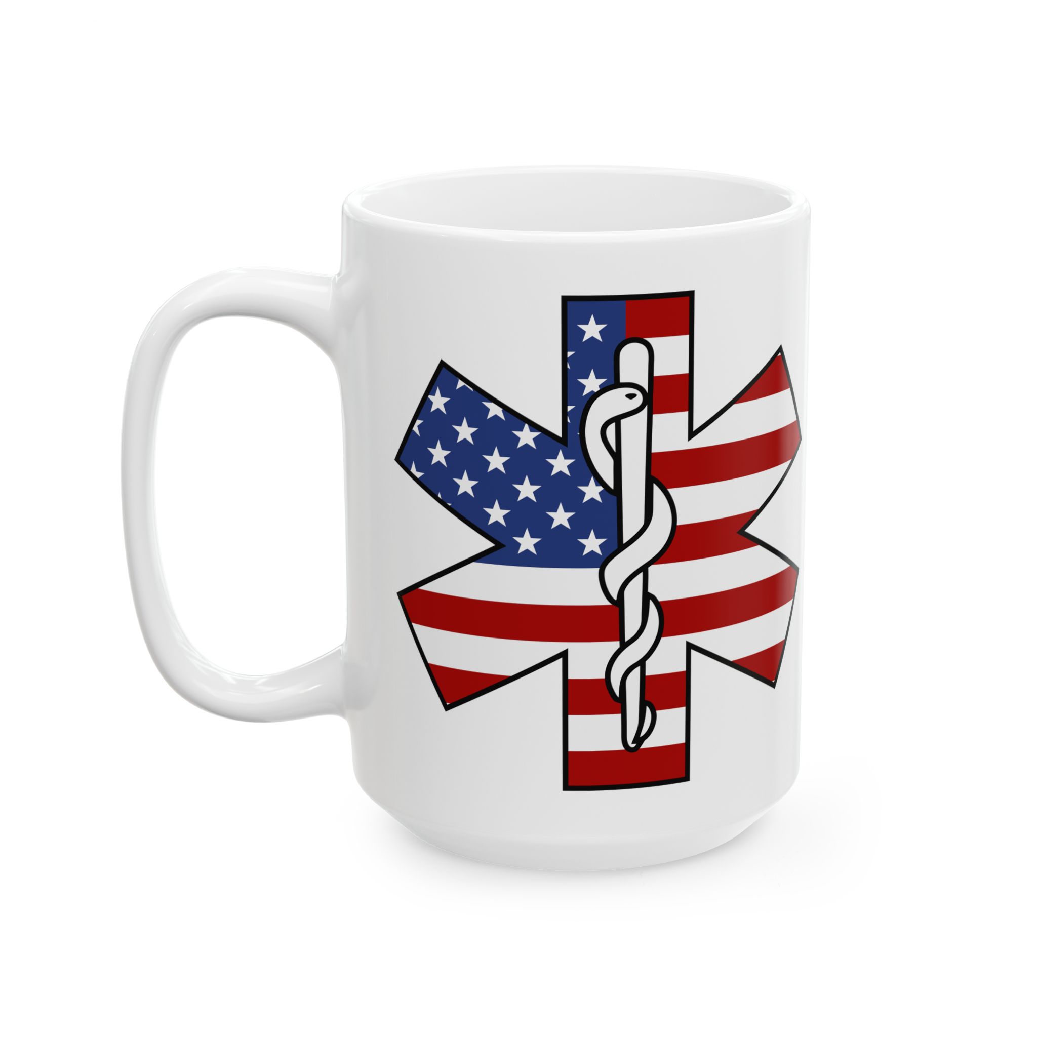 US Flag w/Staff Of Life – Medical Coffee Mug – 11oz/15oz Ceramic Mug - Image 8