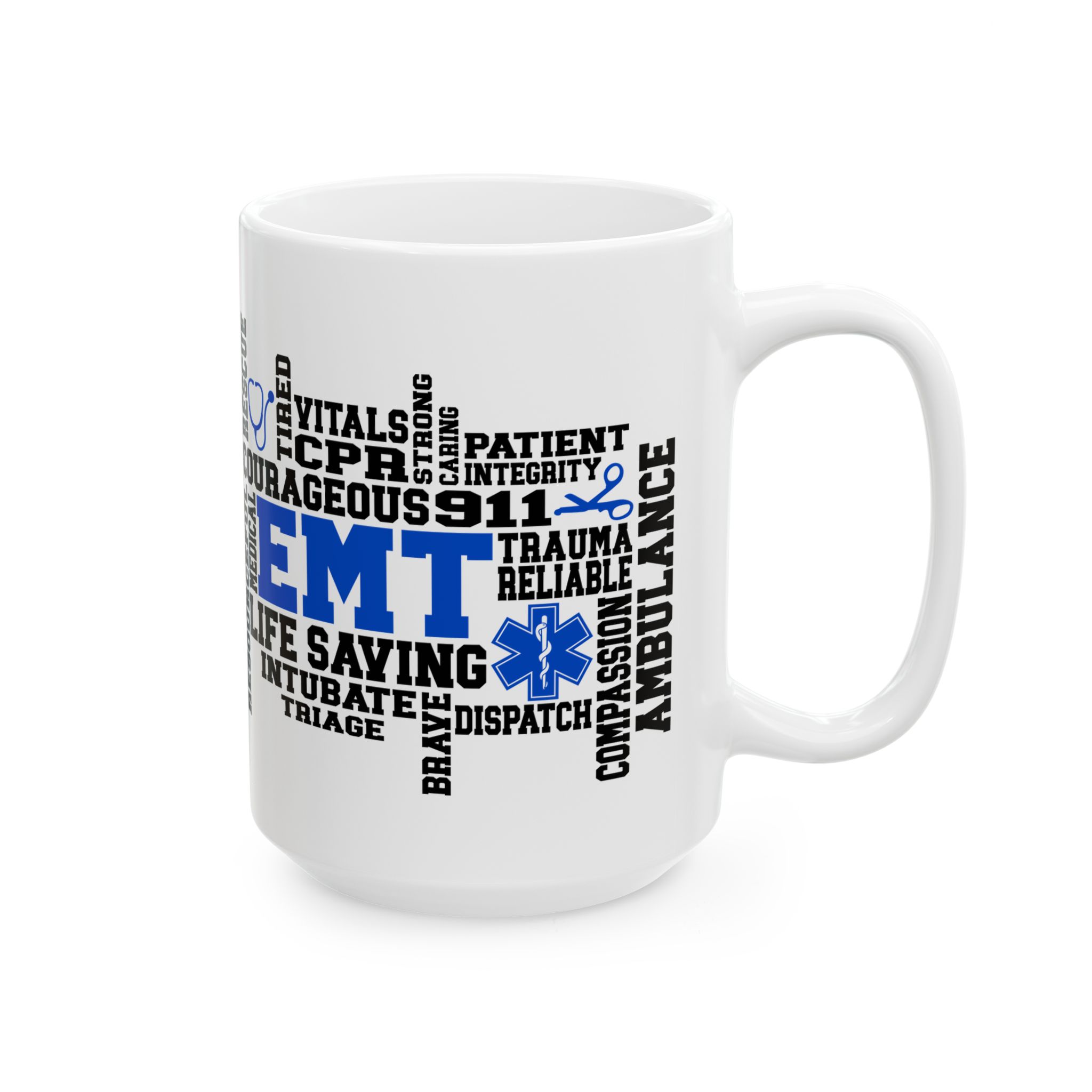 EMT (wordart) – Medical Coffee Mug – 11oz/15oz Ceramic Mug - Image 6