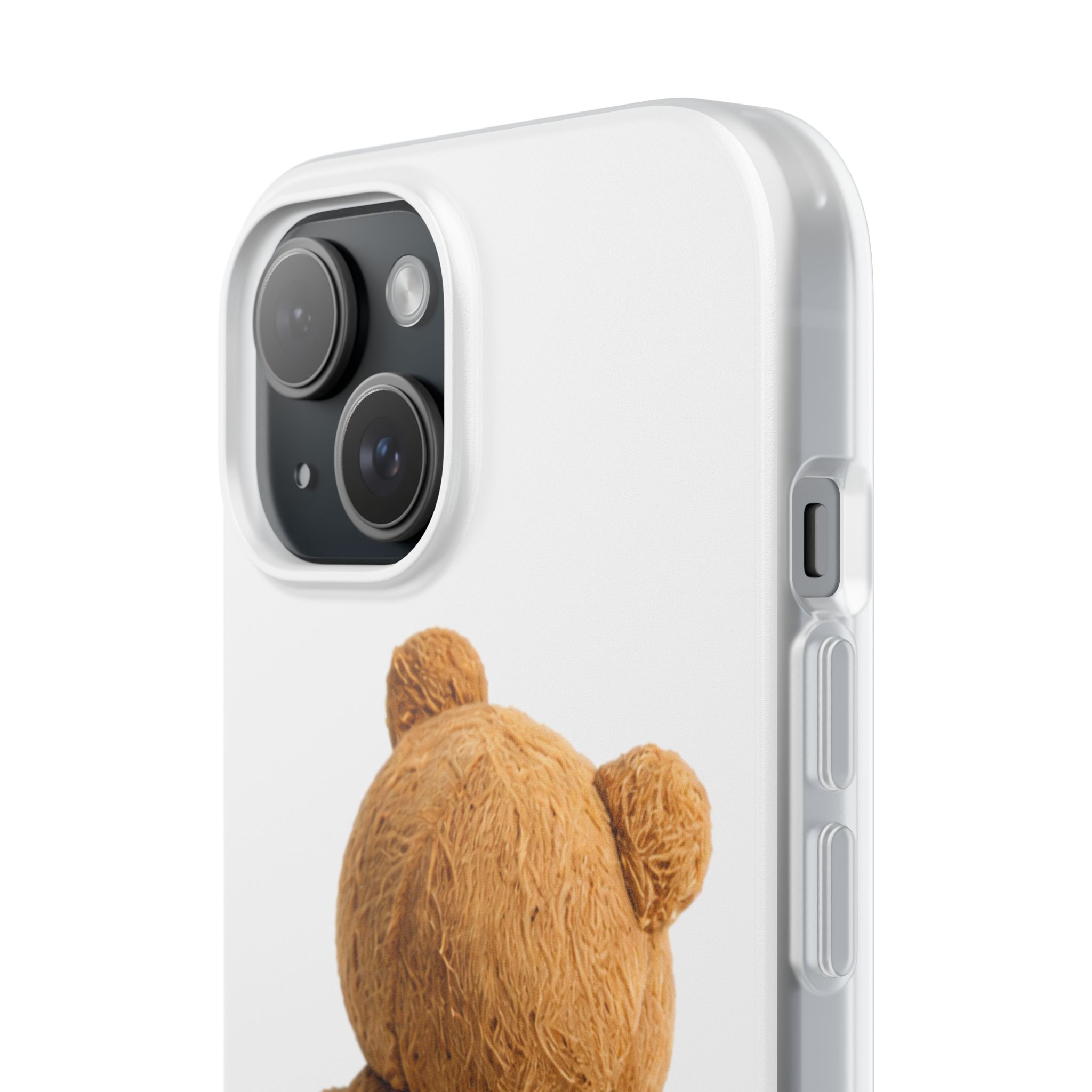 Cute Teddy Bear Phone Case — Clear Flexi Case with Backview Plush Design - Image 169