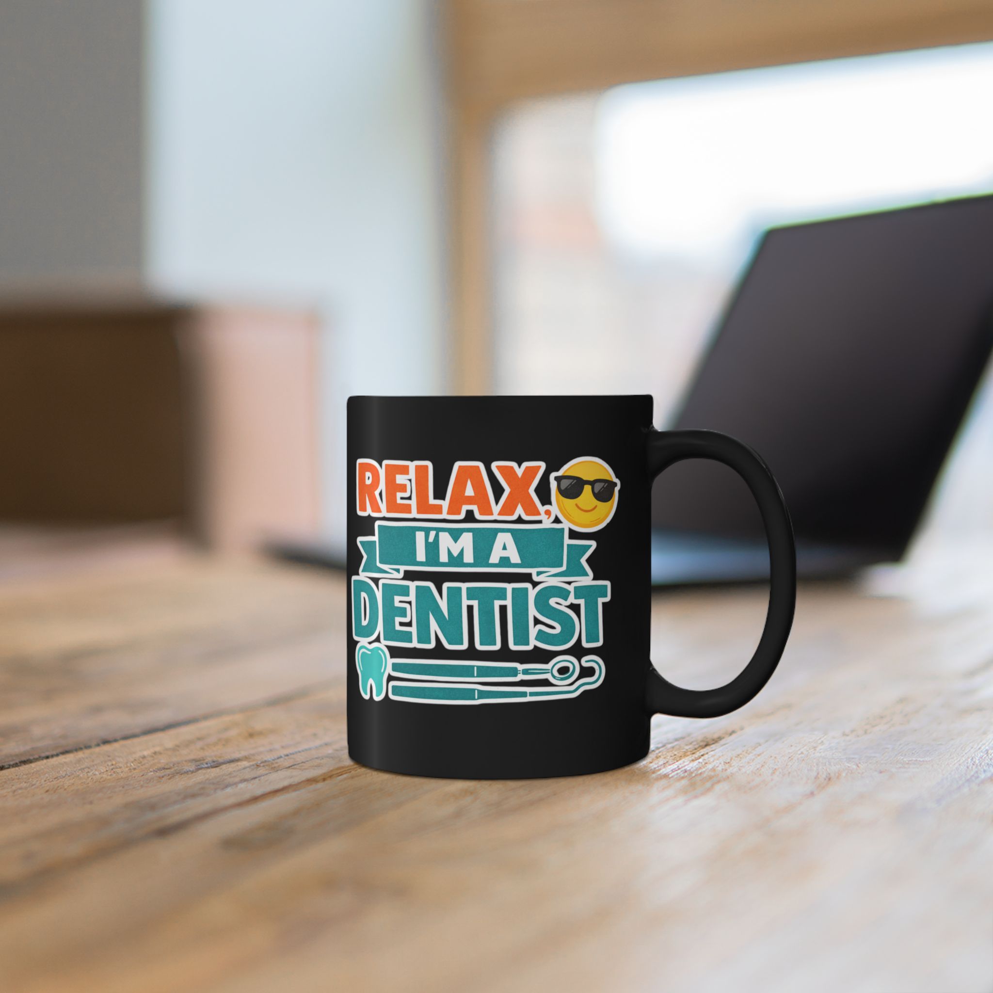 Dentist Coffee Mug — "Relax I'm a Dentist" Black Ceramic Mug (11oz/15oz) - Image 5