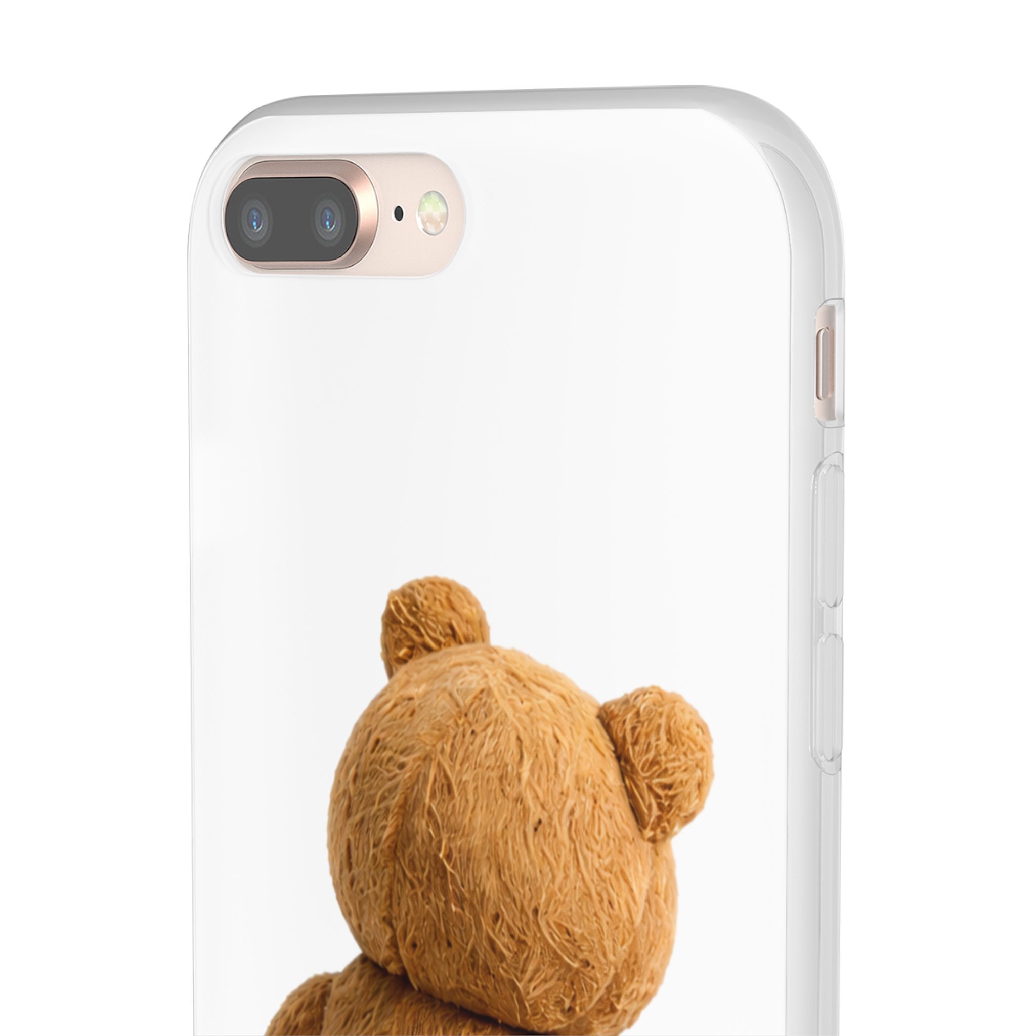 Cute Teddy Bear Phone Case — Clear Flexi Case with Backview Plush Design - Image 83