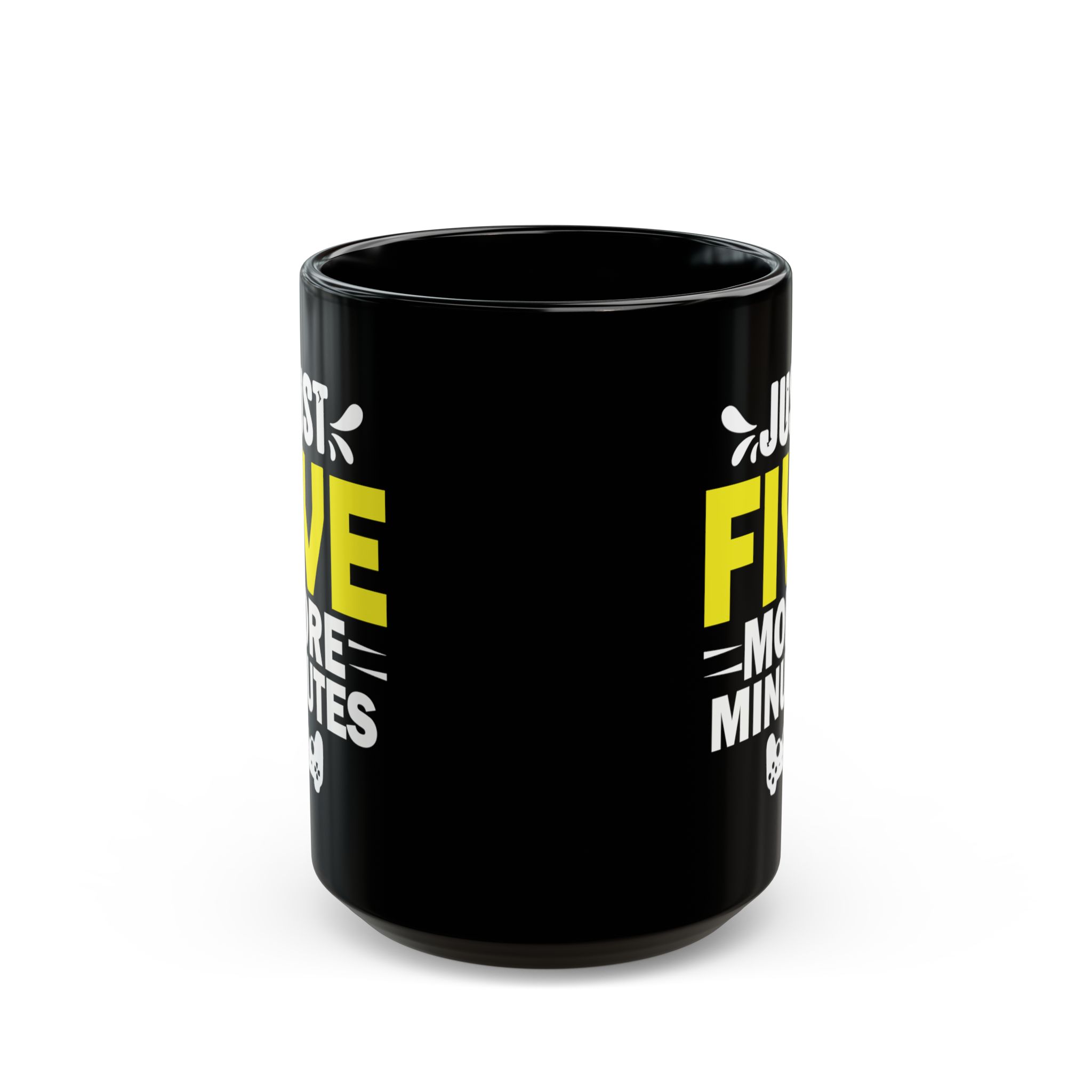 Just Five More Minutes Black Mug – Funny Gamer Coffee Mug – 11oz/15oz Ceramic Mug - Image 5