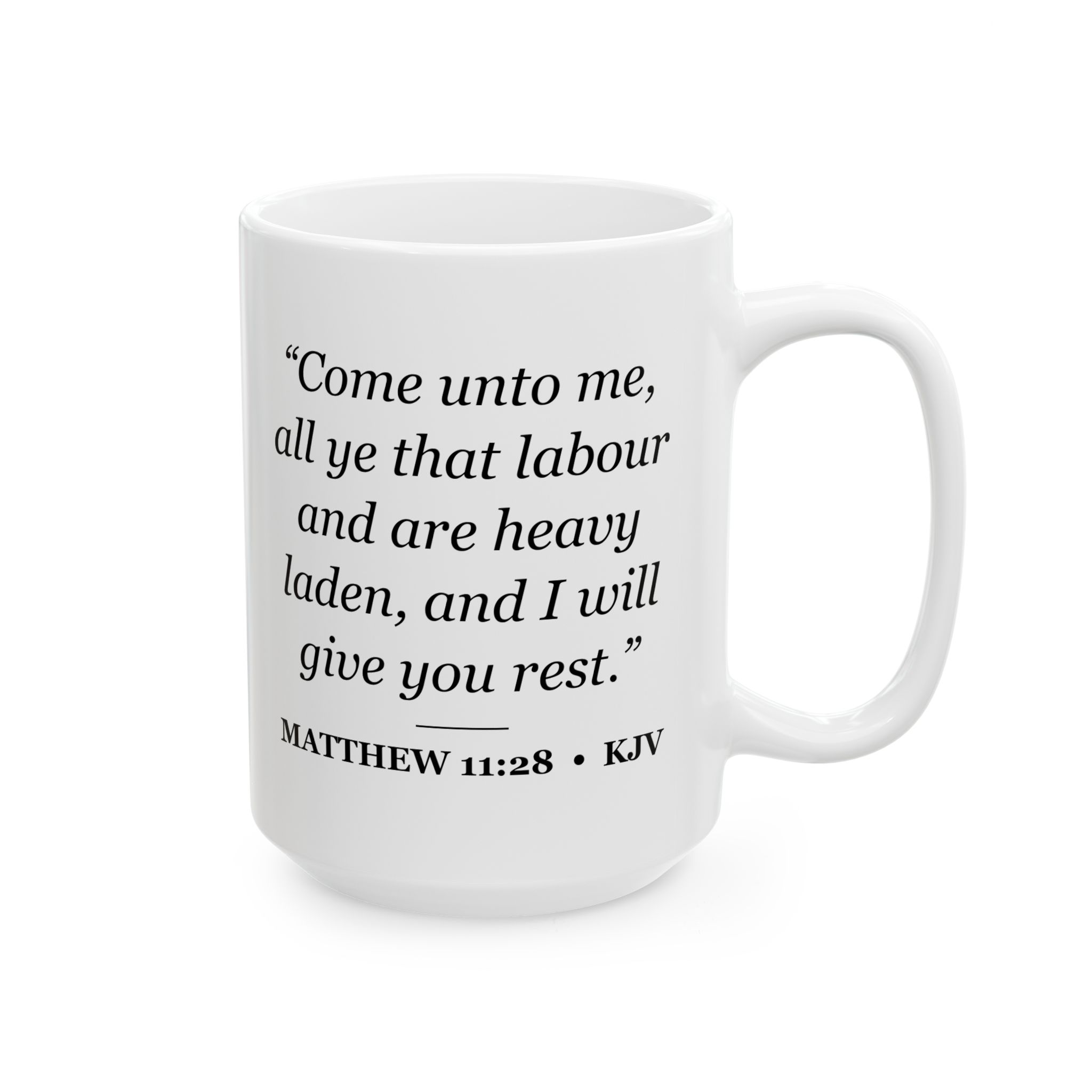Matthew 11:28 Bible Verse Mug – KJV Scripture Coffee Mug – 11oz/15oz Ceramic Mug - Image 8