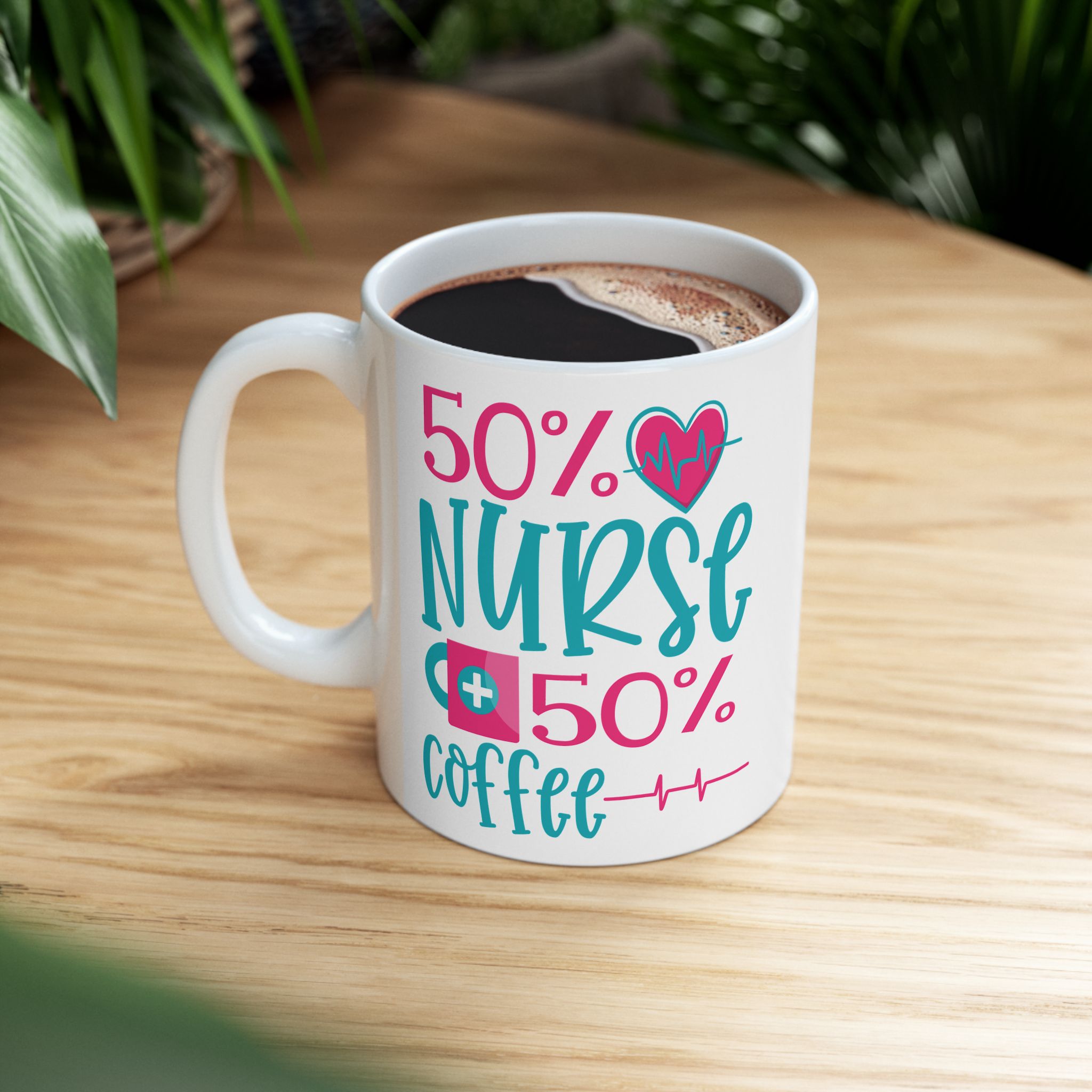 50% Nurse + 50% Cofee – Medical Coffee Mug – 11oz/15oz Ceramic Mug - Image 5