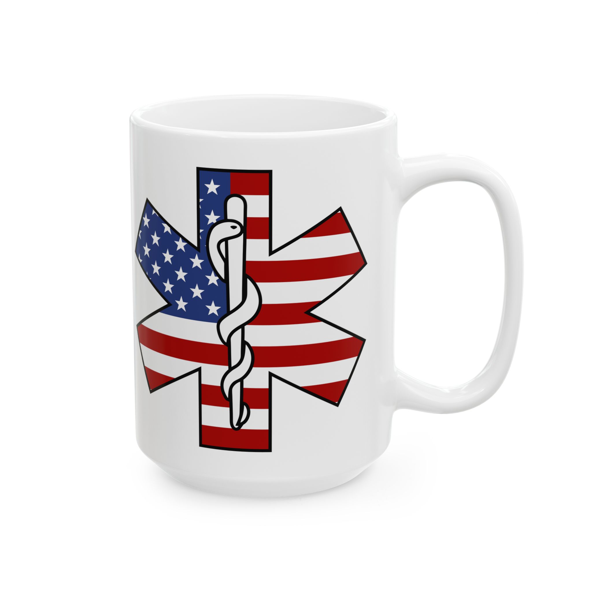 US Flag w/Staff Of Life – Medical Coffee Mug – 11oz/15oz Ceramic Mug - Image 6