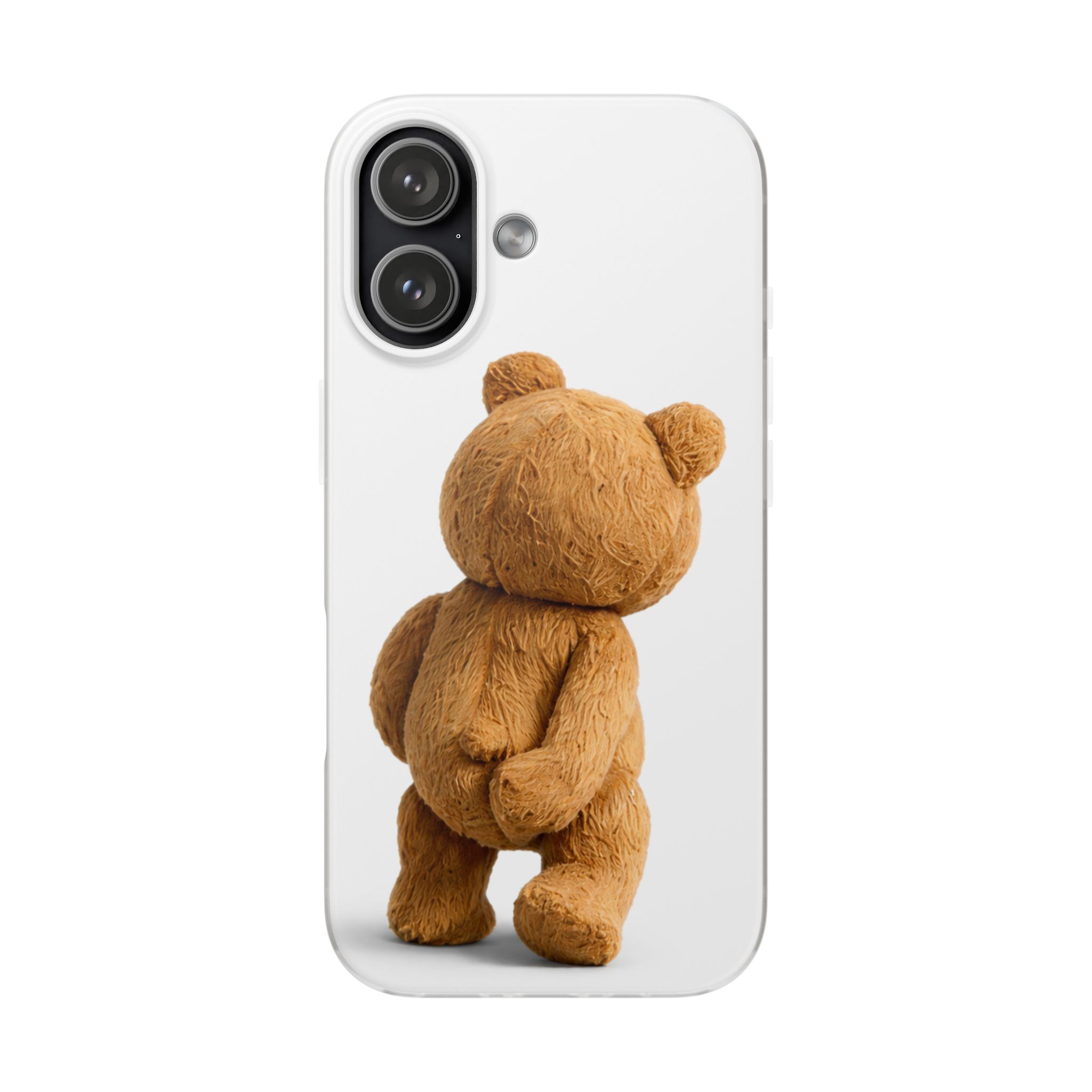 Cute Teddy Bear Phone Case — Clear Flexi Case with Backview Plush Design - Image 210