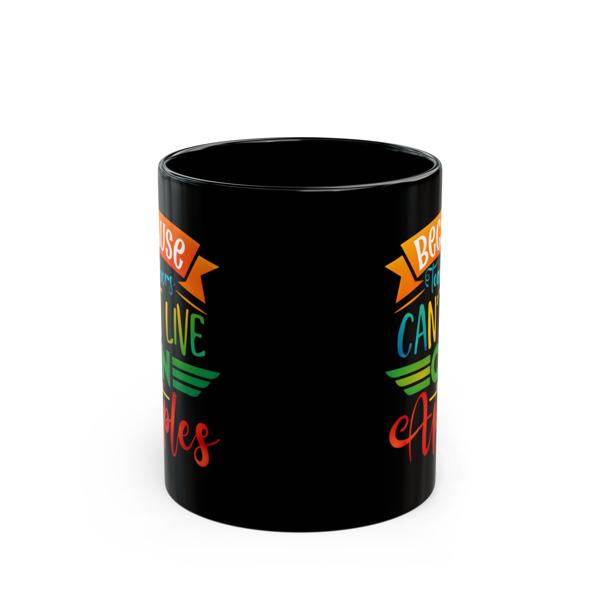 Teacher Appreciation Mug "Because Teachers Can't Live on Apples" — Black Coffee Mug (11oz/15oz) - Image 2