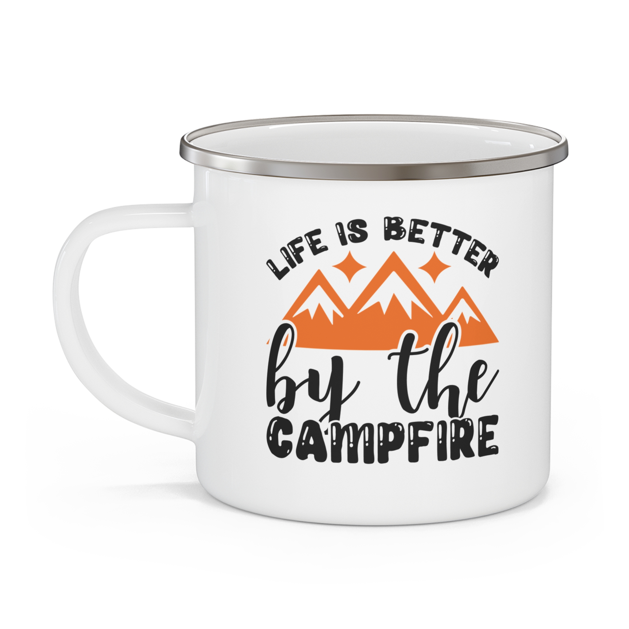 Enamel Camping Mug — "Life Is Better by the Campfire" Outdoor Coffee Cup - Image 3