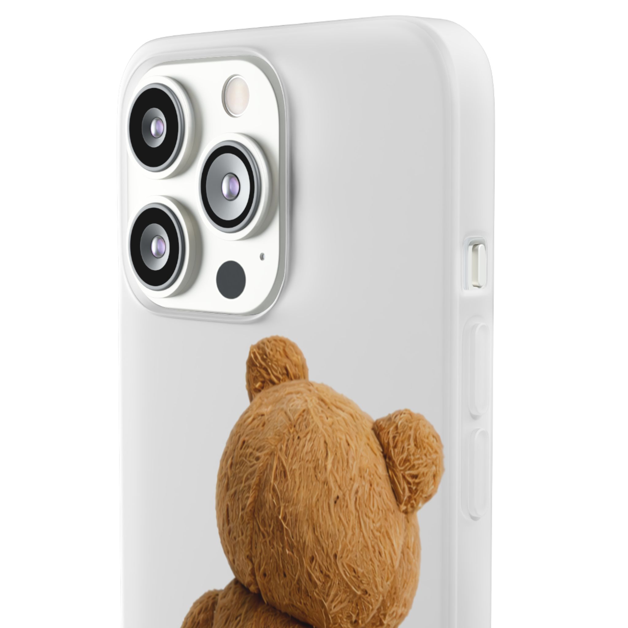 Cute Teddy Bear Phone Case — Clear Flexi Case with Backview Plush Design - Image 127