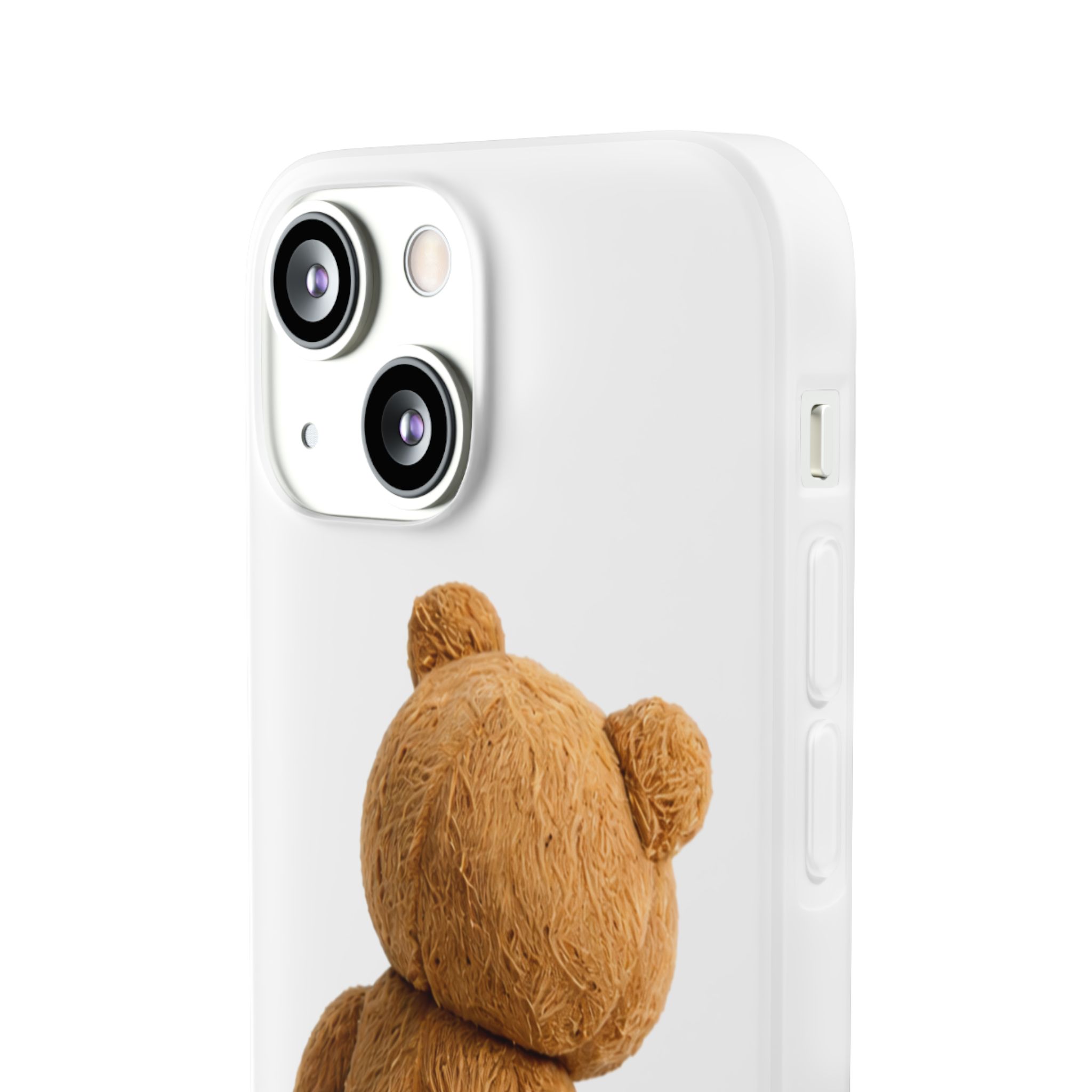 Cute Teddy Bear Phone Case — Clear Flexi Case with Backview Plush Design - Image 119
