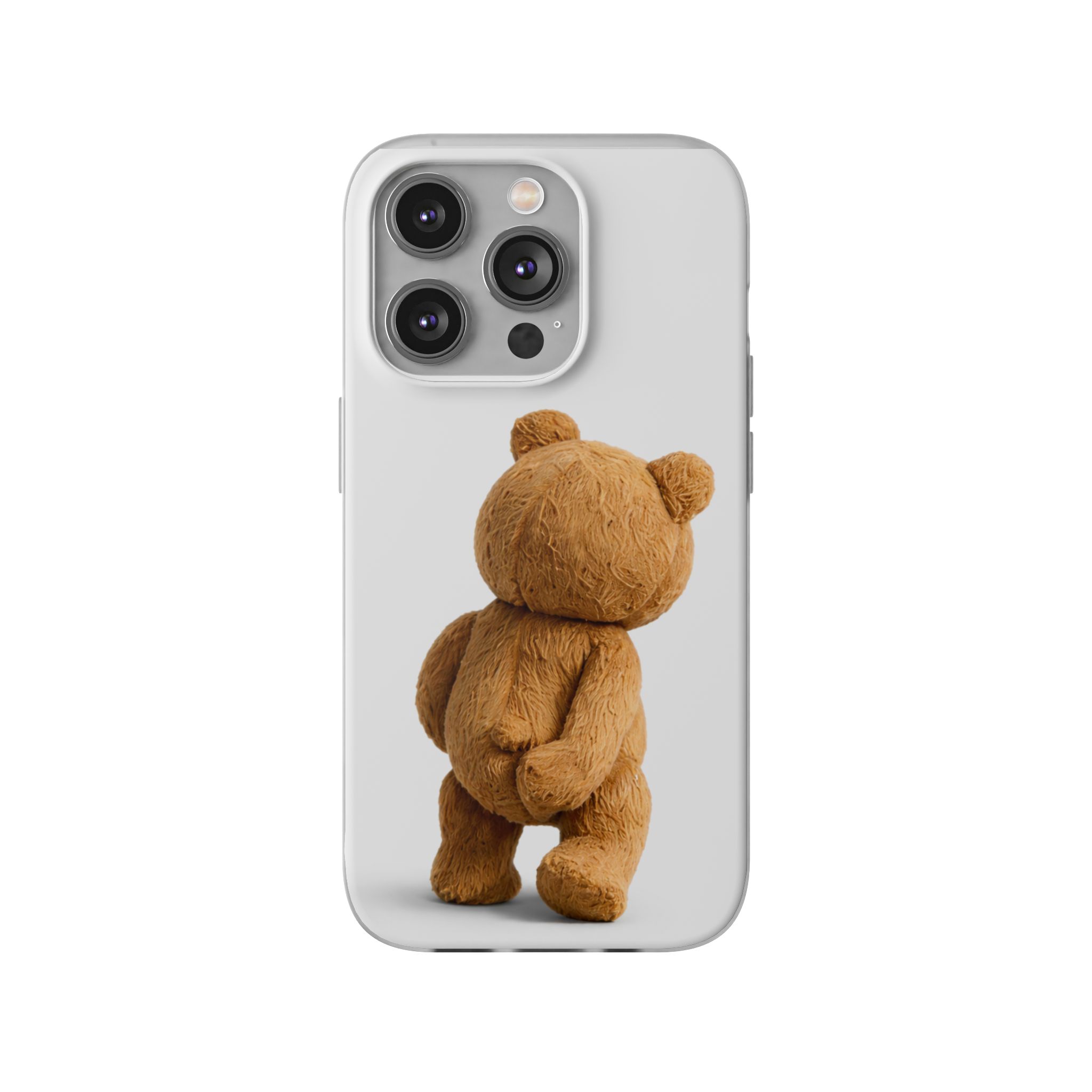 Cute Teddy Bear Phone Case — Clear Flexi Case with Backview Plush Design - Image 154