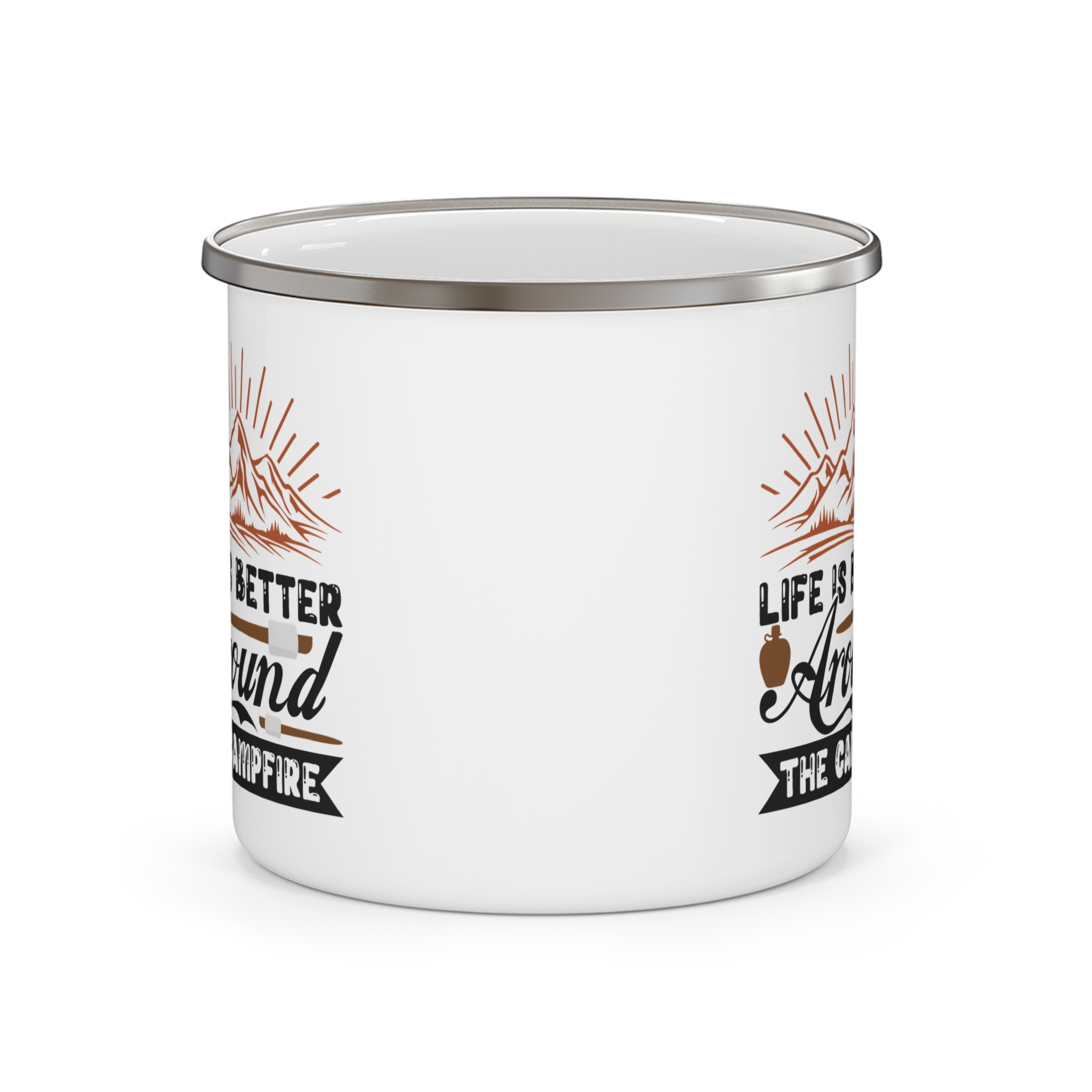 Enamel Camping Mug — "Life Is Better Around the Campfire" Rustic Mountain Camper Gift - Image 3