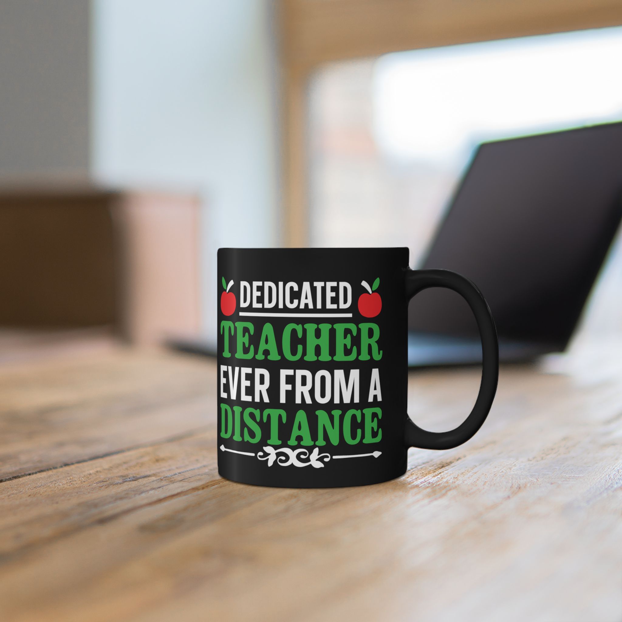 Teacher Appreciation Mug "Dedicated Teacher Even From A Distance" Mug — Black 11oz/15oz - Image 5
