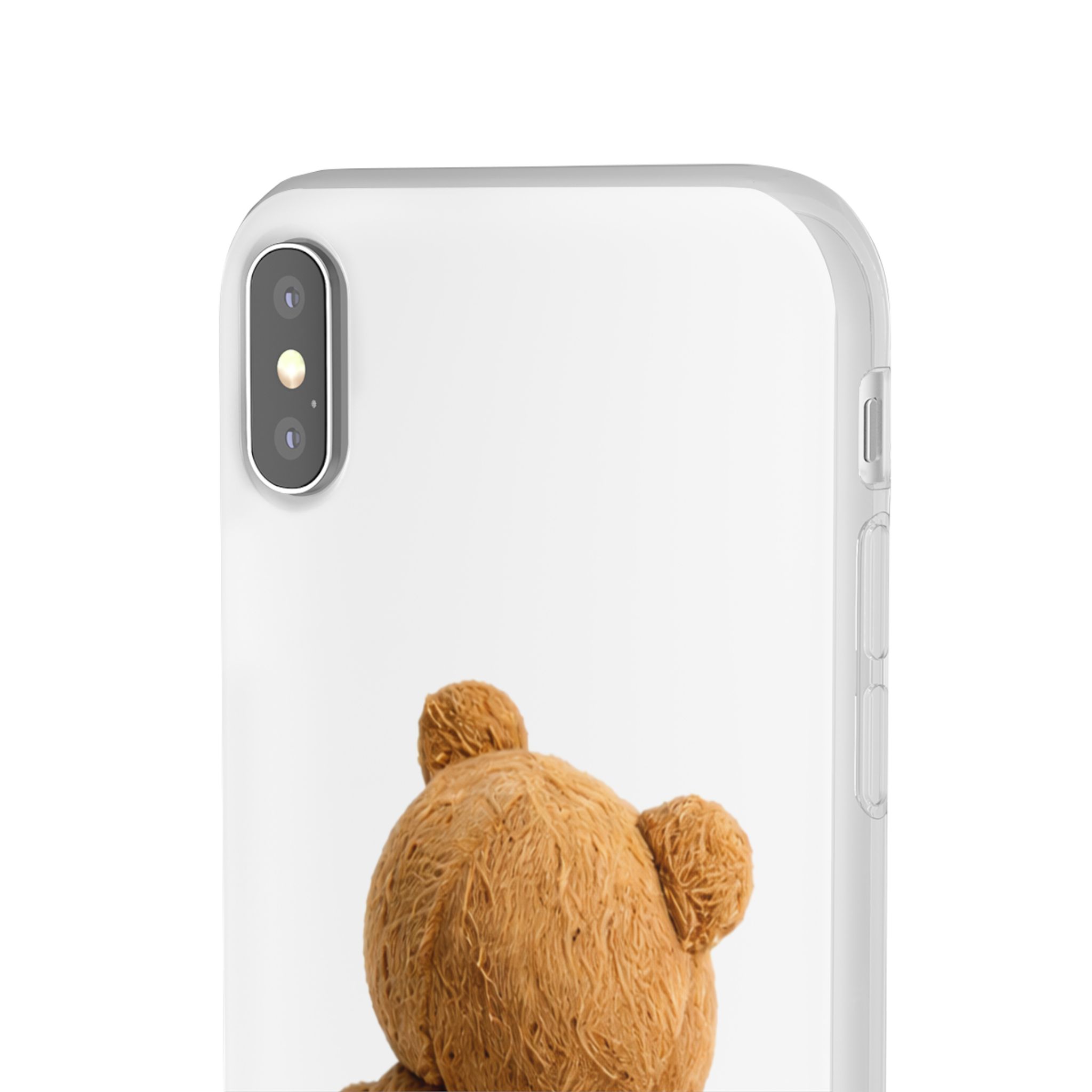 Cute Teddy Bear Phone Case — Clear Flexi Case with Backview Plush Design - Image 99
