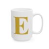Gold Letter E Monogram Mug – Gold Initial Alphabet Coffee Mug – 11oz/15oz Ceramic Mug