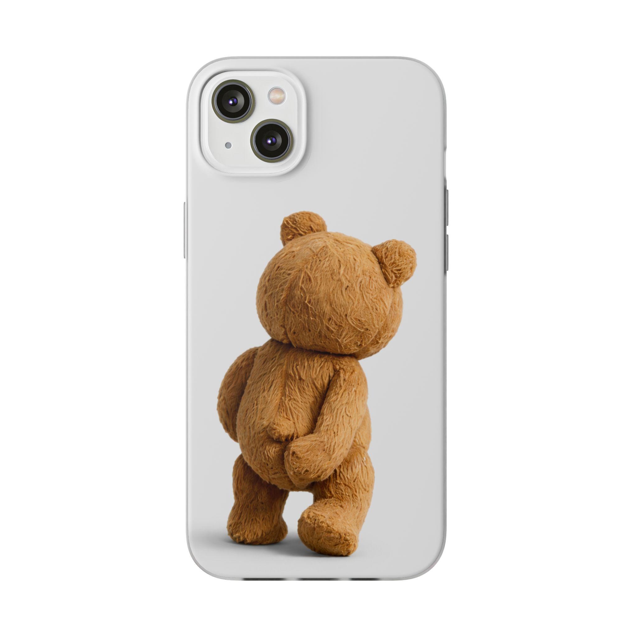 Cute Teddy Bear Phone Case — Clear Flexi Case with Backview Plush Design - Image 158