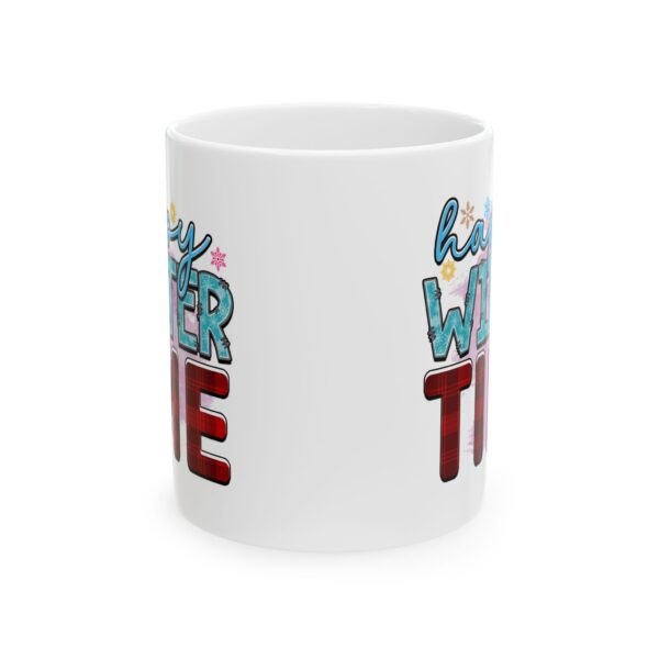Happy Winter Time Plaid Winter Mug – Cozy Winter Coffee Mug – 11oz/15oz Ceramic Mug