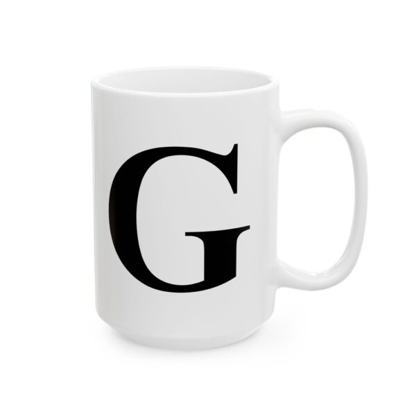 Letter G Monogram Mug – Initial Alphabet Coffee Mug – 11oz/15oz Ceramic Mug