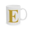 Gold Letter E Monogram Mug – Gold Initial Alphabet Coffee Mug – 11oz/15oz Ceramic Mug
