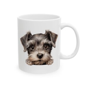 Miniature Schnauzer Peeking Dog Mug – Dog Lover Coffee Mug – 11oz/15oz Ceramic Mug