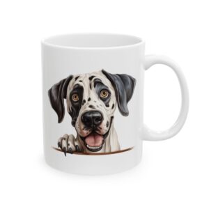 Great Dane Peeking Dog Mug – Dog Lover Coffee Mug – 11oz/15oz Ceramic Mug