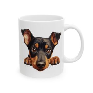 Doberman Pinscher Peeking Dog Mug – Dog Lover Coffee Mug – 11oz/15oz Ceramic Mug